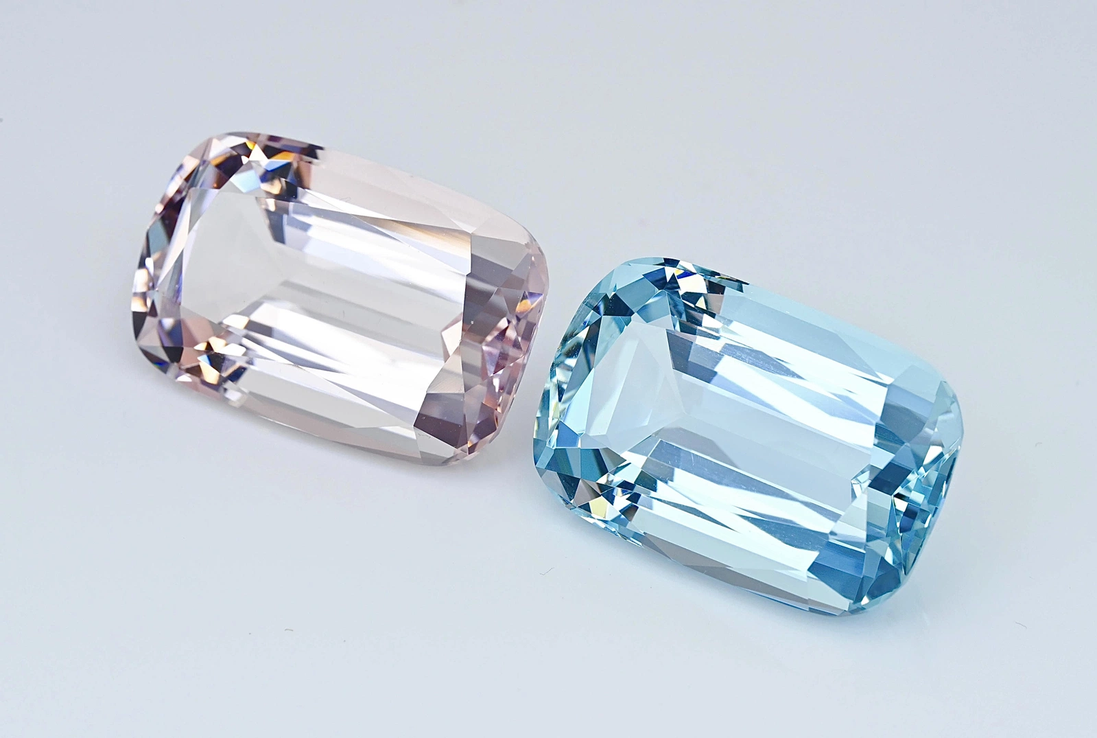 Natural Aquamarine & Morganite Reverse Pair Total 73 Carats ICA Certified — view 2