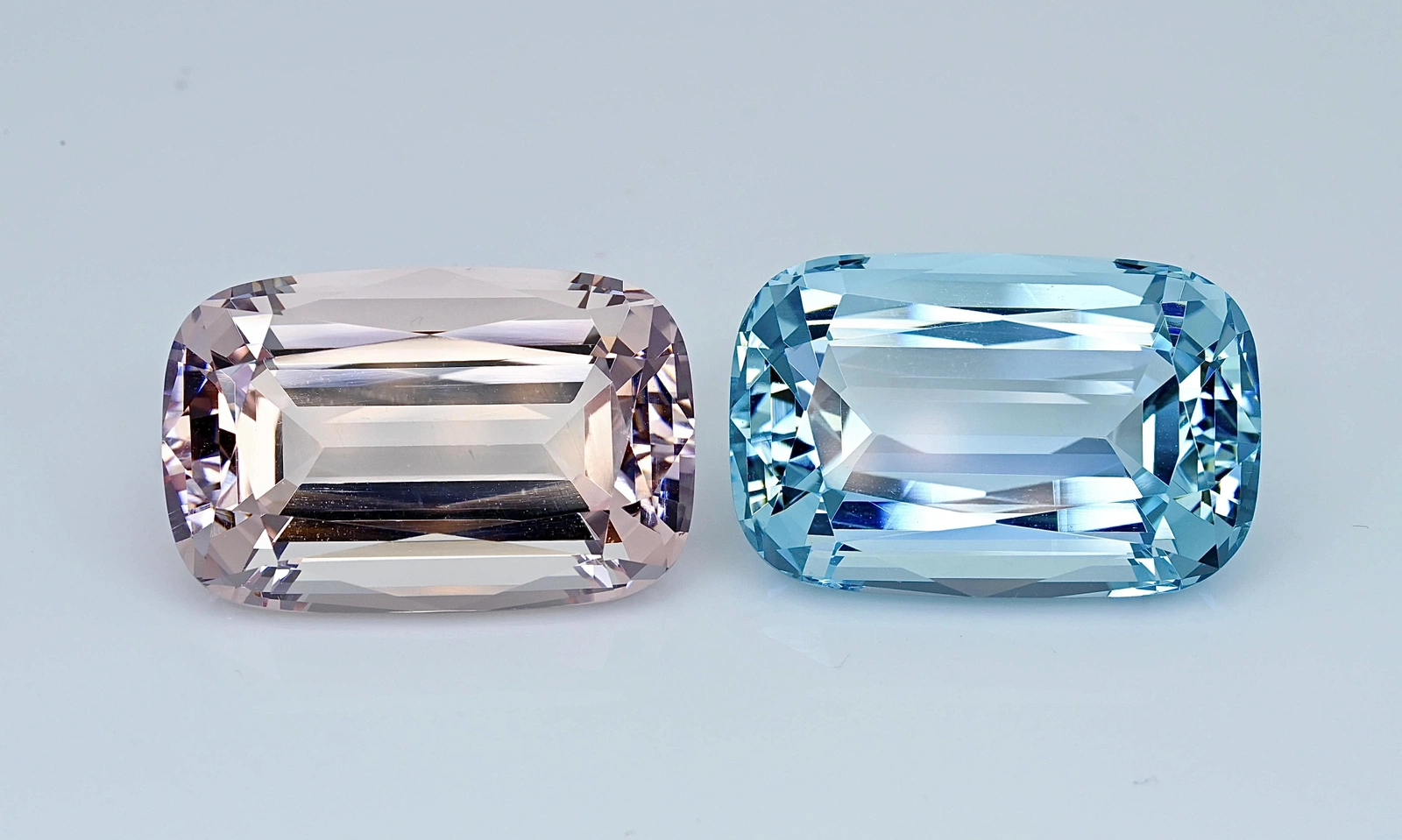Natural Aquamarine & Morganite Reverse Pair Total 73 Carats ICA Certified — view 5