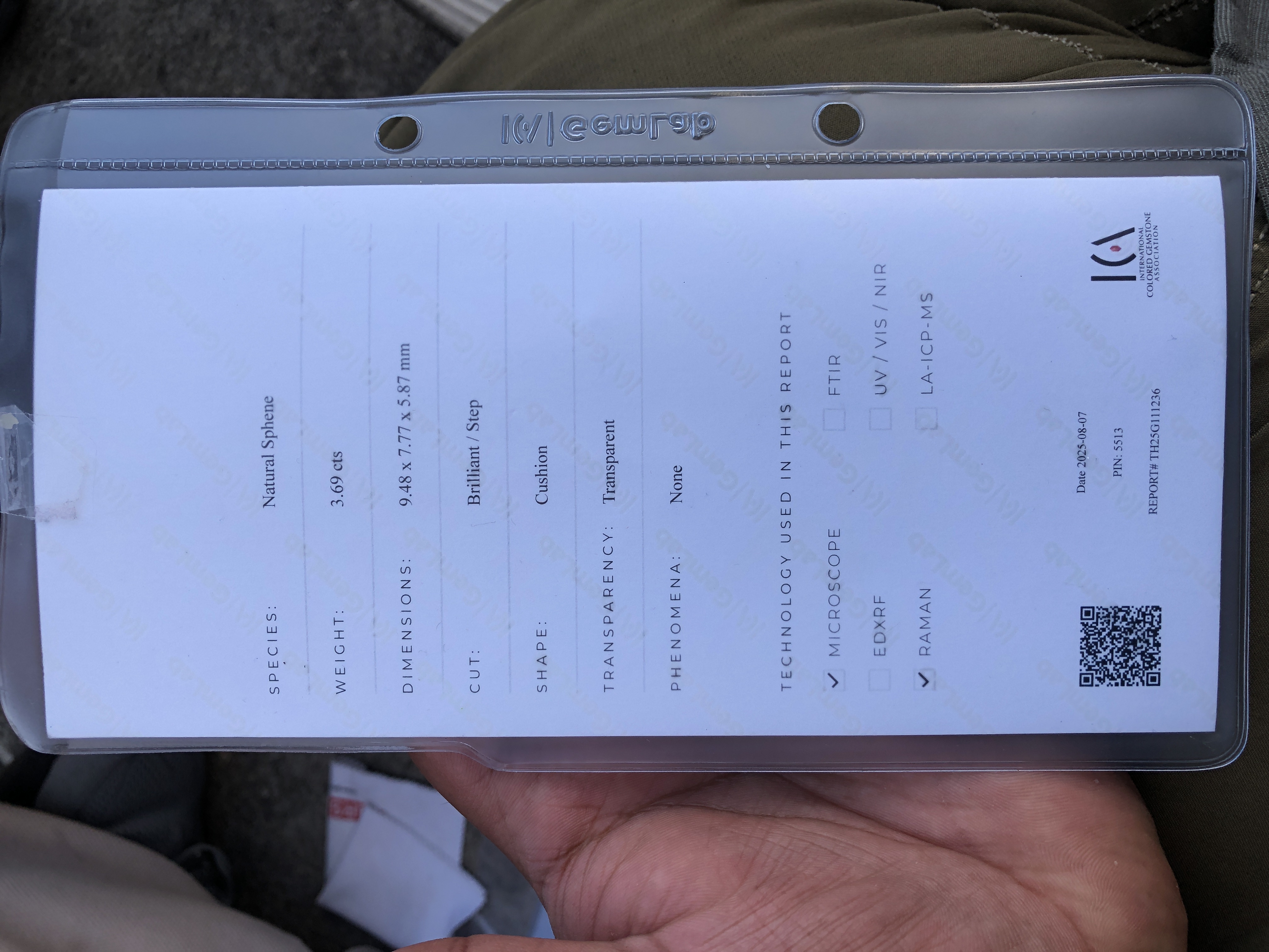 3.69 Carats Sphene ICA Certified  — view 5