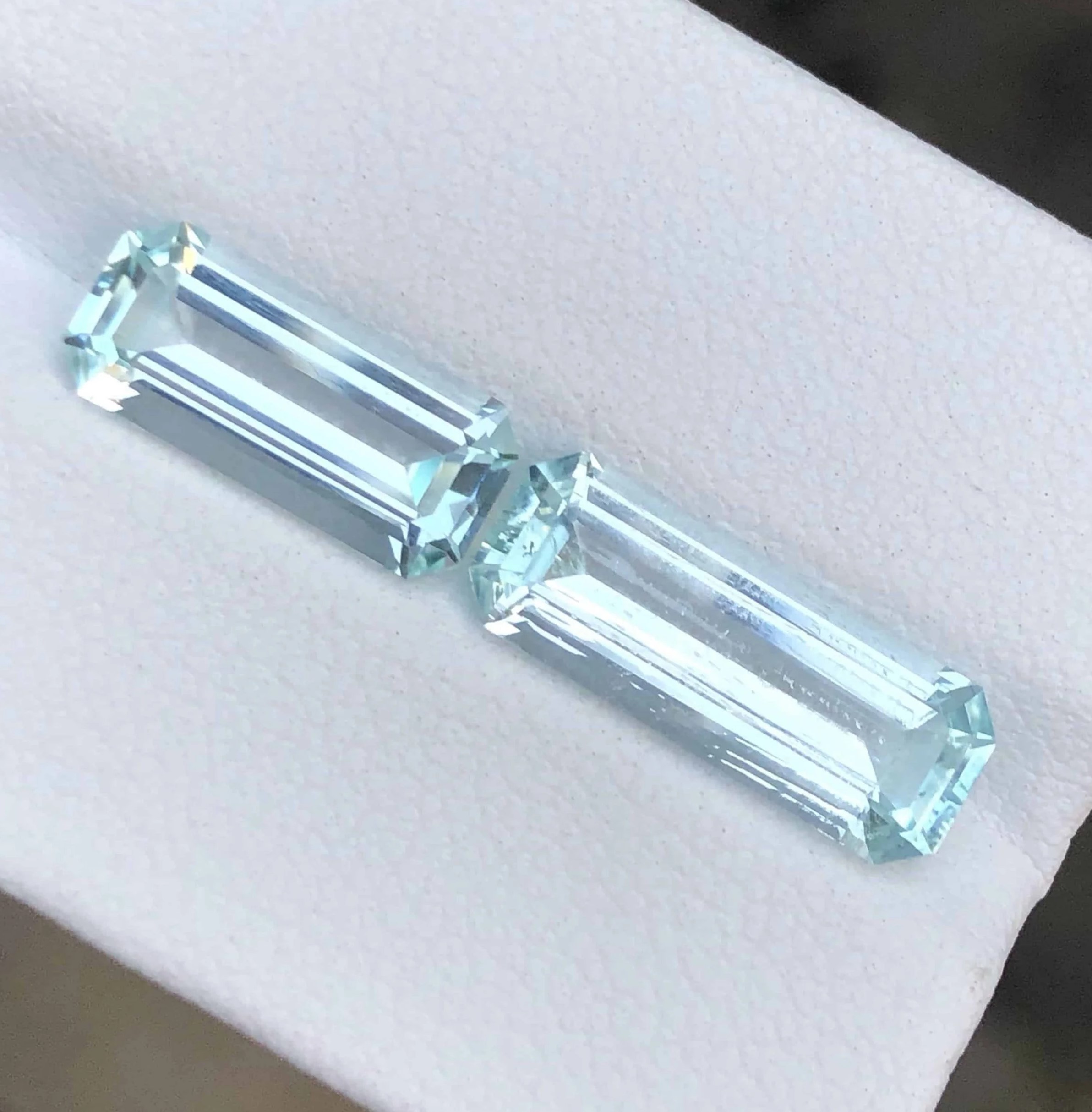 Faceted Blue Aquamarine Couple
