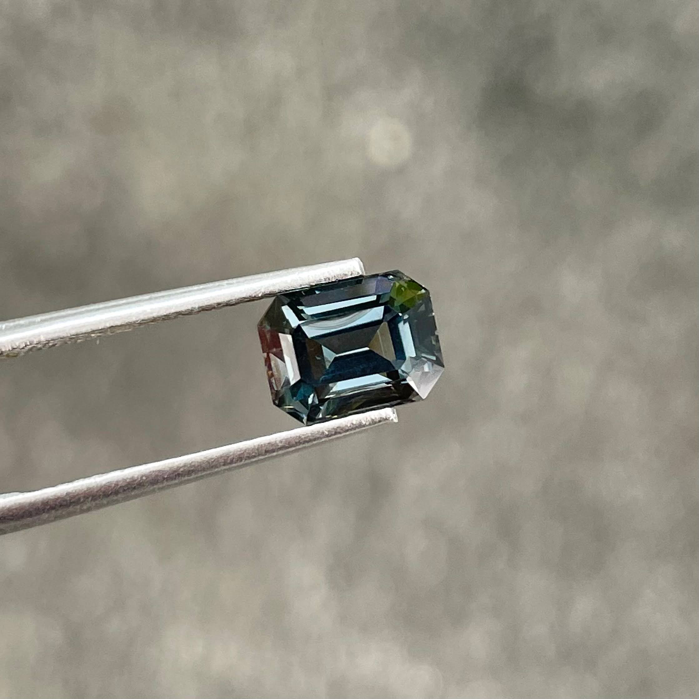 2.35 Carats Metallic Gray Burmese Spinel Stone Emerald Cut Natural Gemstone — view 2