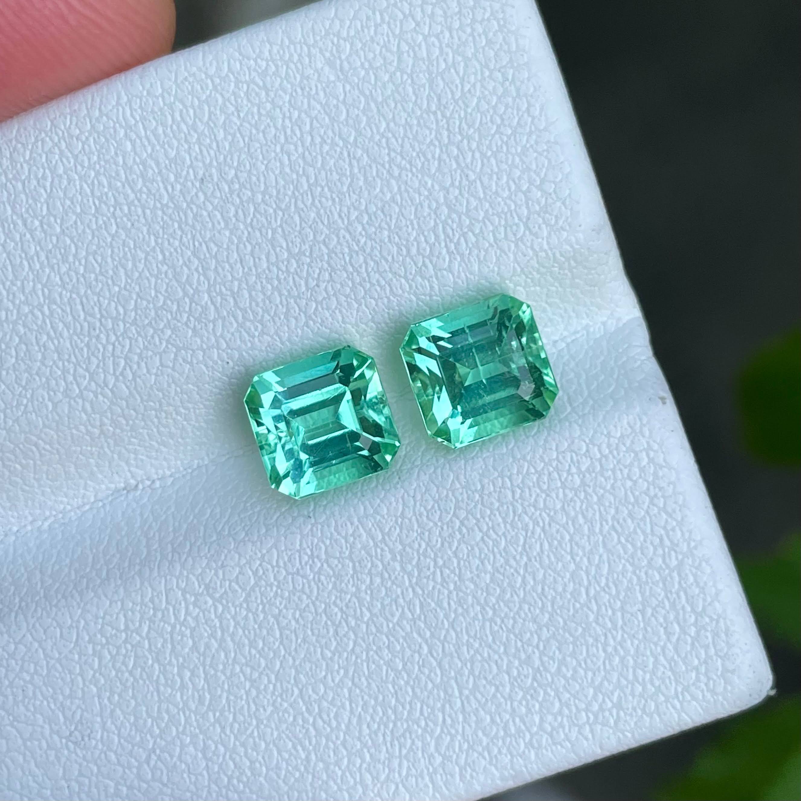 4.55 Carats Greenish Lagoon Tourmaline Pair Stones Natural Afghan Gemstones