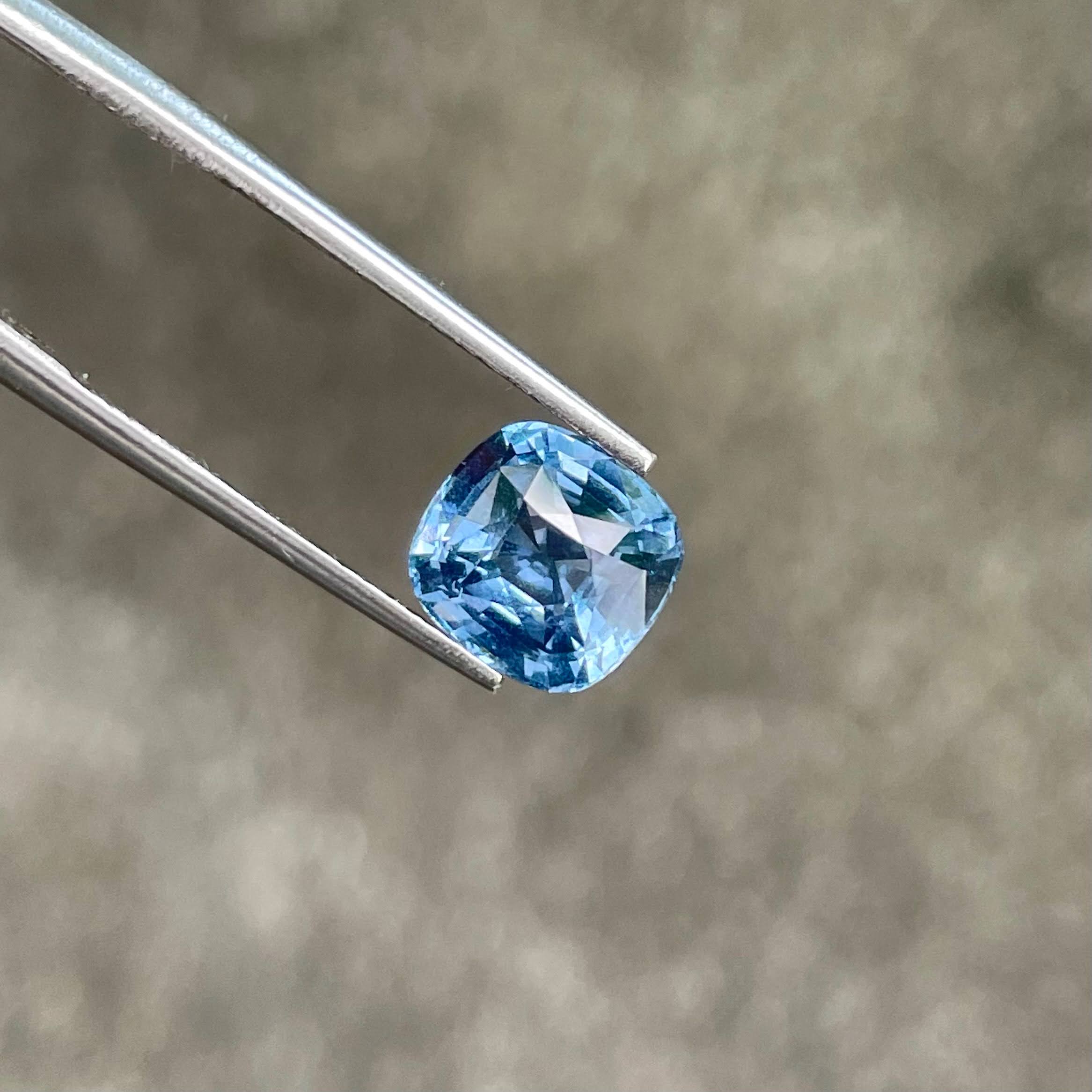 3.06 Carats Light Blue Spinel Stone Step Cushion Cut Natural Afghan Gemstone