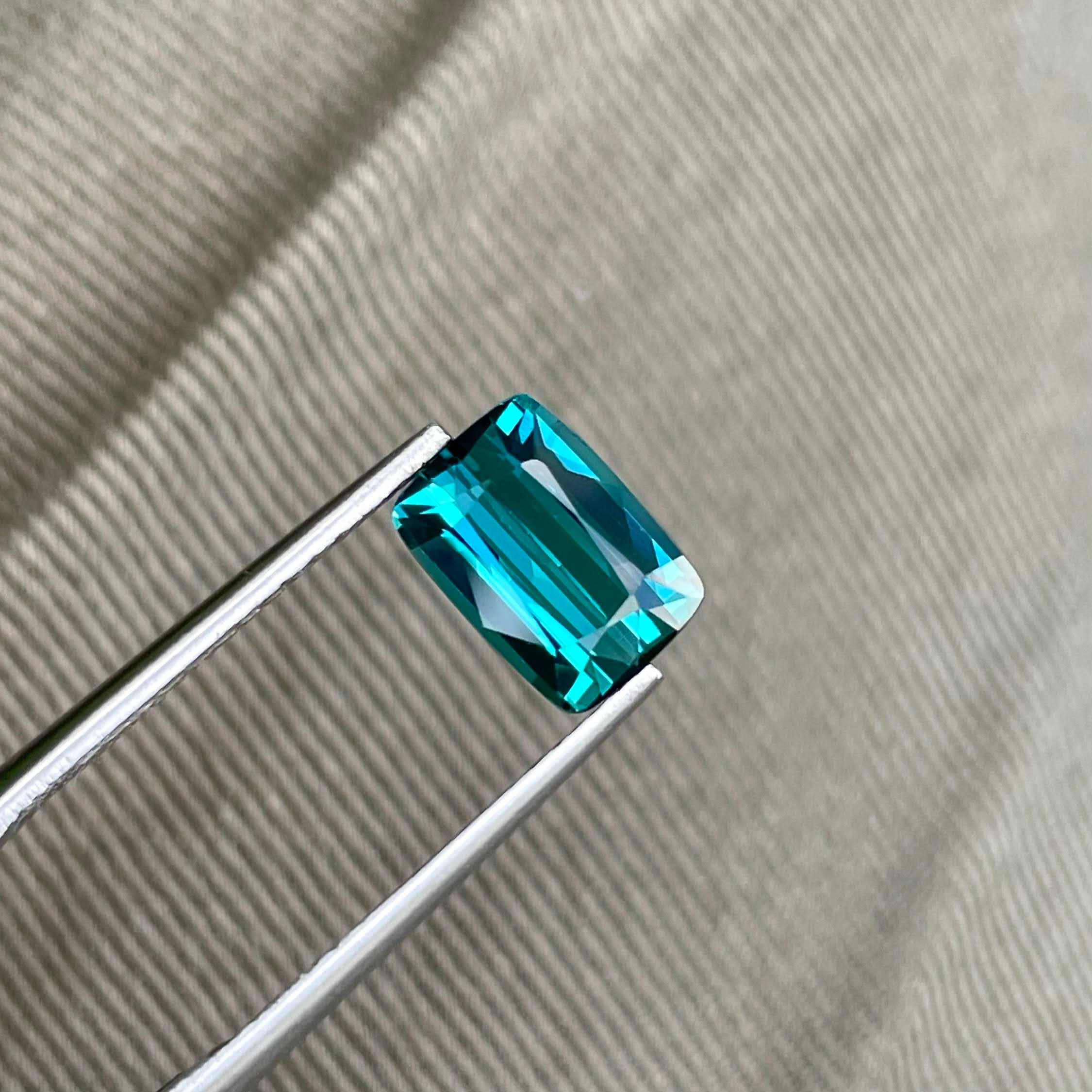 3.25 Carats Lagoon Blue Tourmaline Cushion Cut Natural Afghan Gemstone — view 1