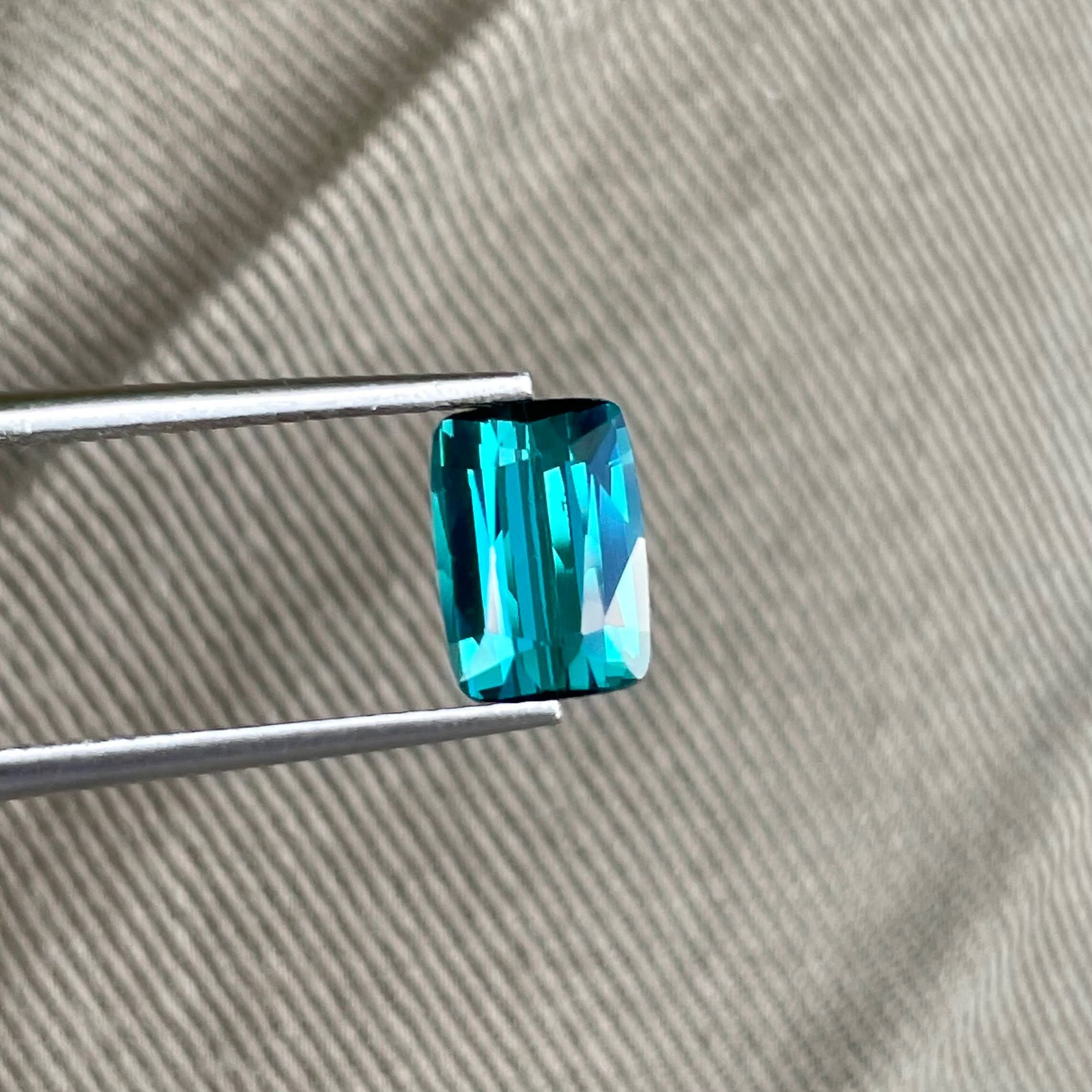3.25 Carats Lagoon Blue Tourmaline Cushion Cut Natural Afghan Gemstone — view 2
