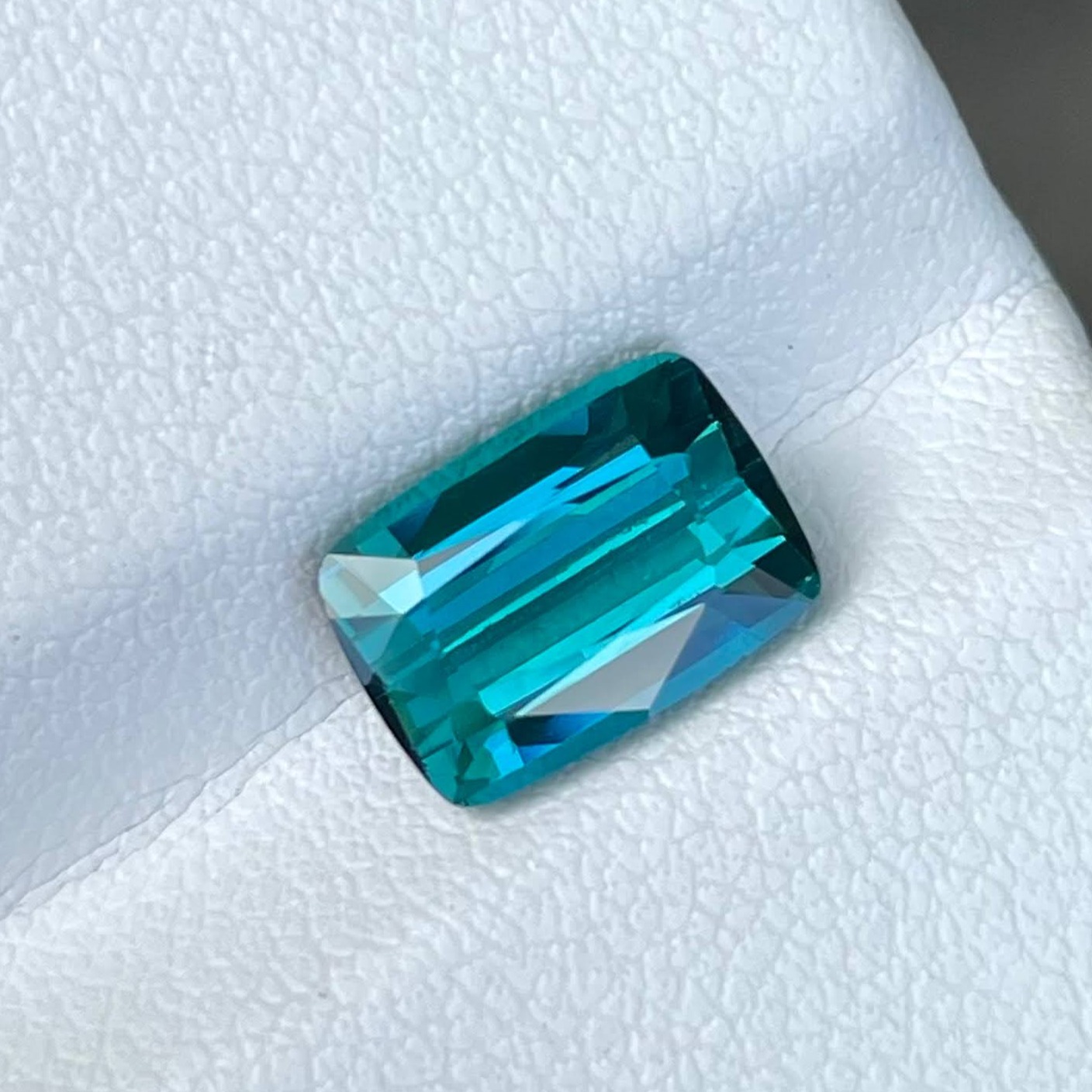 3.25 Carats Lagoon Blue Tourmaline Cushion Cut Natural Afghan Gemstone — view 3