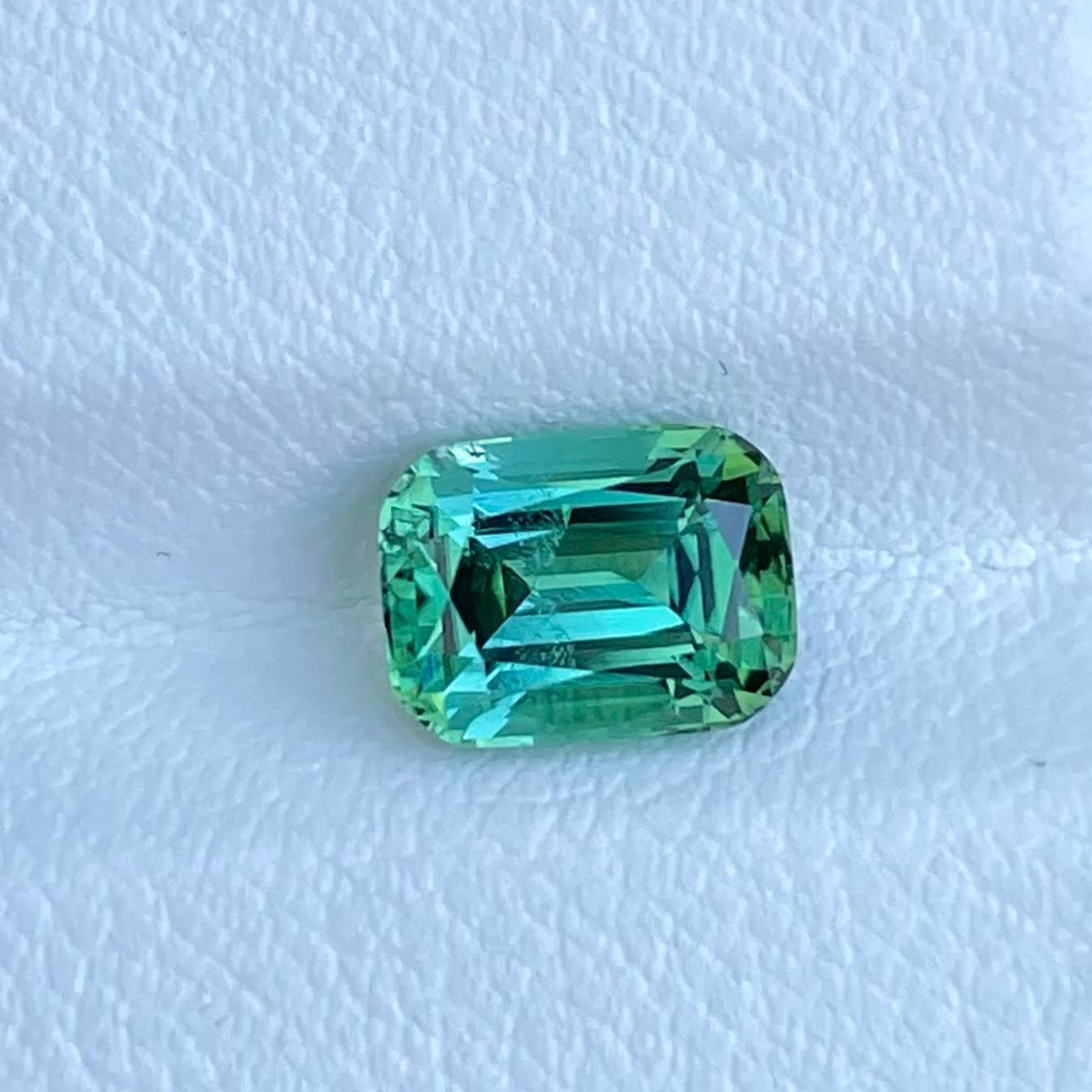 NEW SALE 1.85 Carats Mint Green Tourmaline Fancy Cushion Cut Natural Afghan Gemstone — view 1