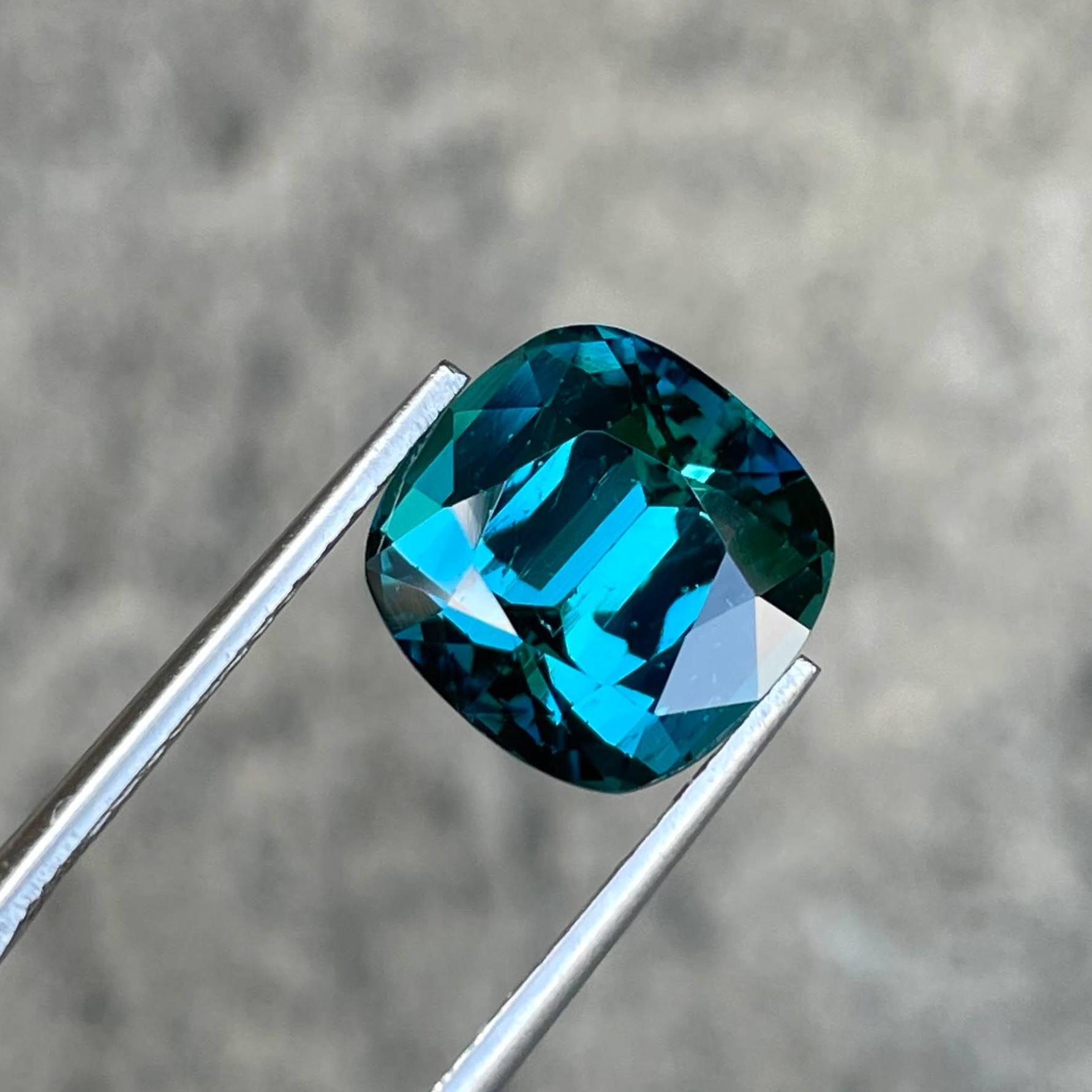 6.15 Carats Lagoon Blue Tourmaline Step Cushion Cut Natural Afghan Gemstone