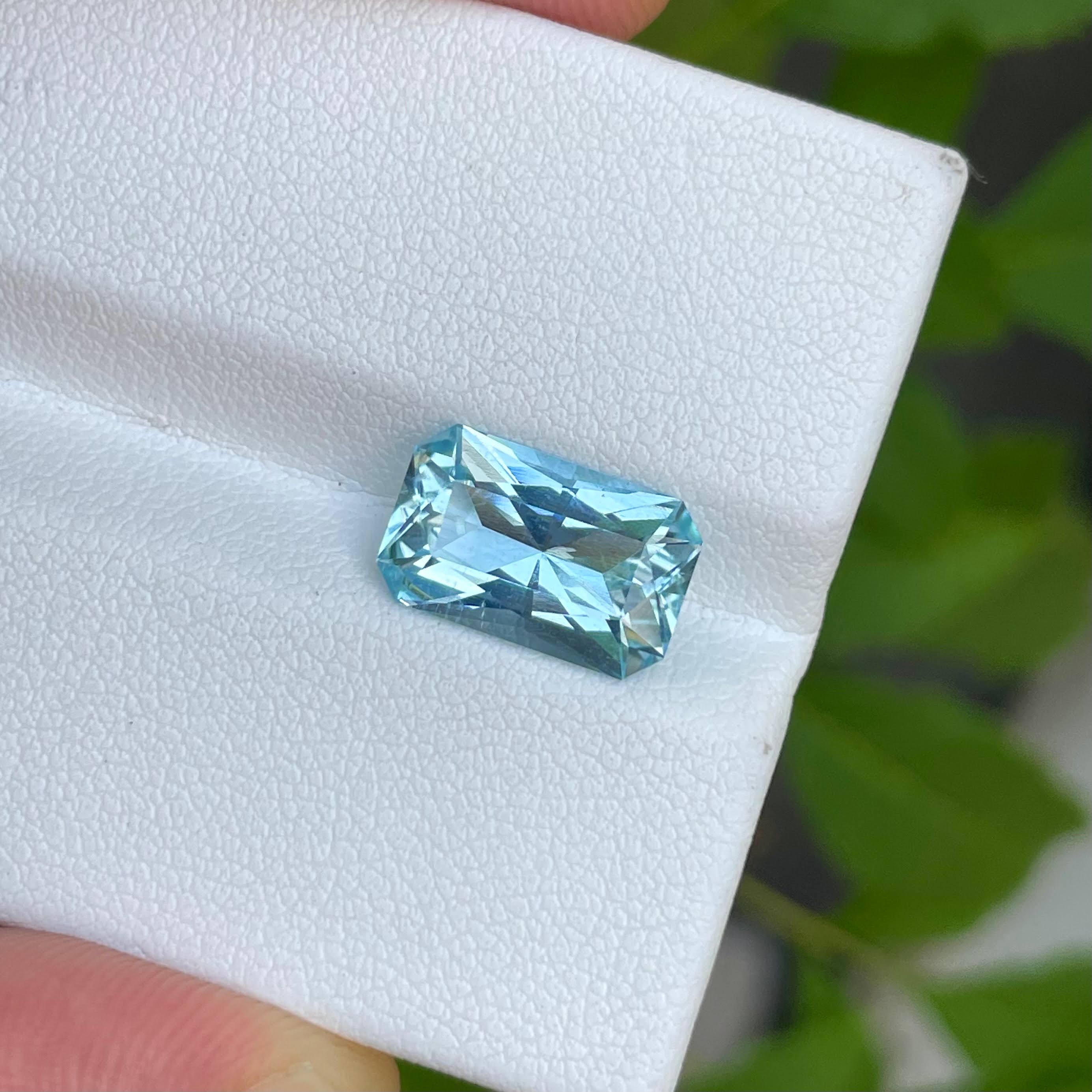3.40 Carats Aquamarine Stone Custom Precision Cut Natural Nigerian Gemstone — view 3