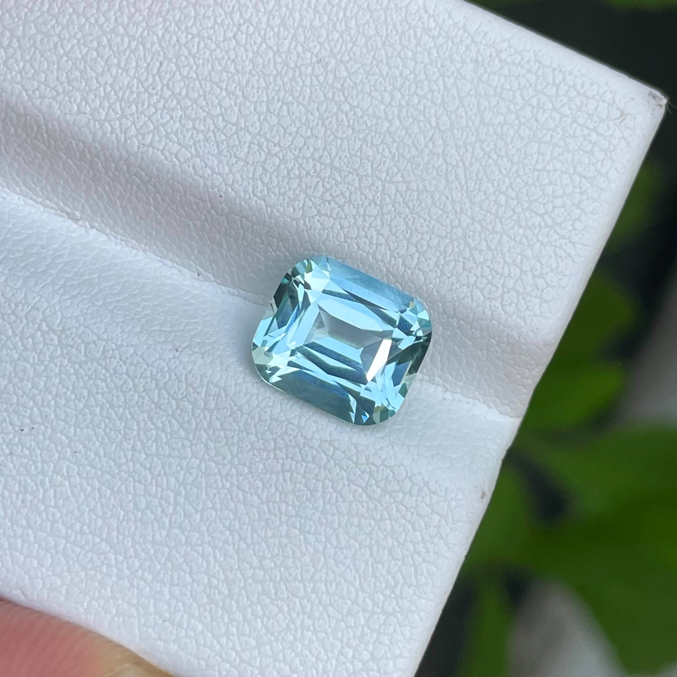 2.80 Carats Sea Blue Aquamarine Cushion Cut Natural Nigerian Gemstone — view 3