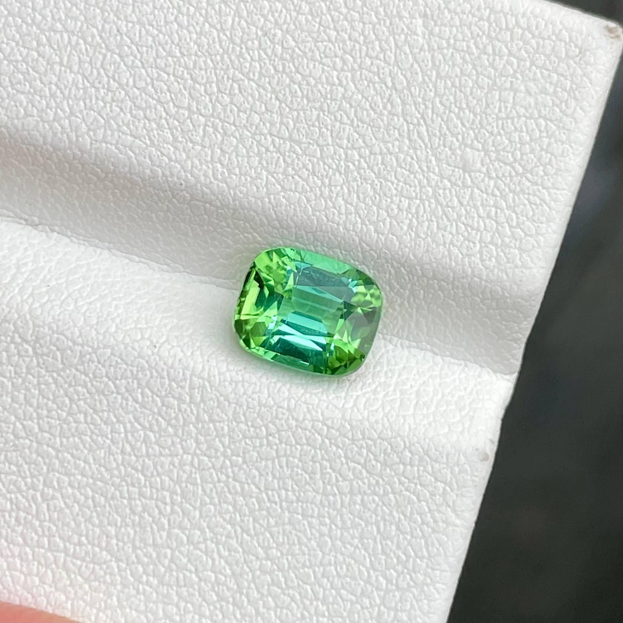 1.90 Carats Greenish Blue Tourmaline Step Cushion Cut Natural Afghani Gemstone — view 2
