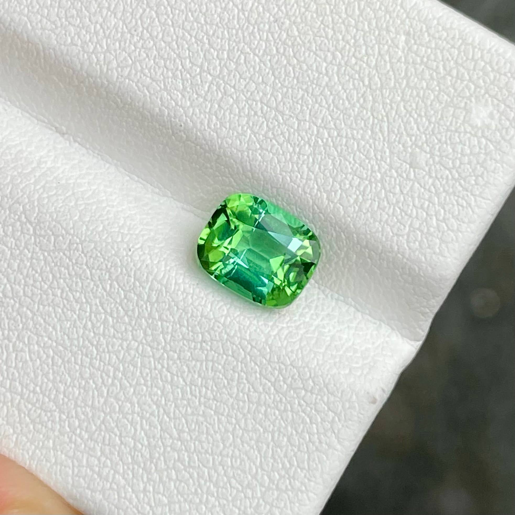 1.90 Carats Greenish Blue Tourmaline Step Cushion Cut Natural Afghani Gemstone — view 4