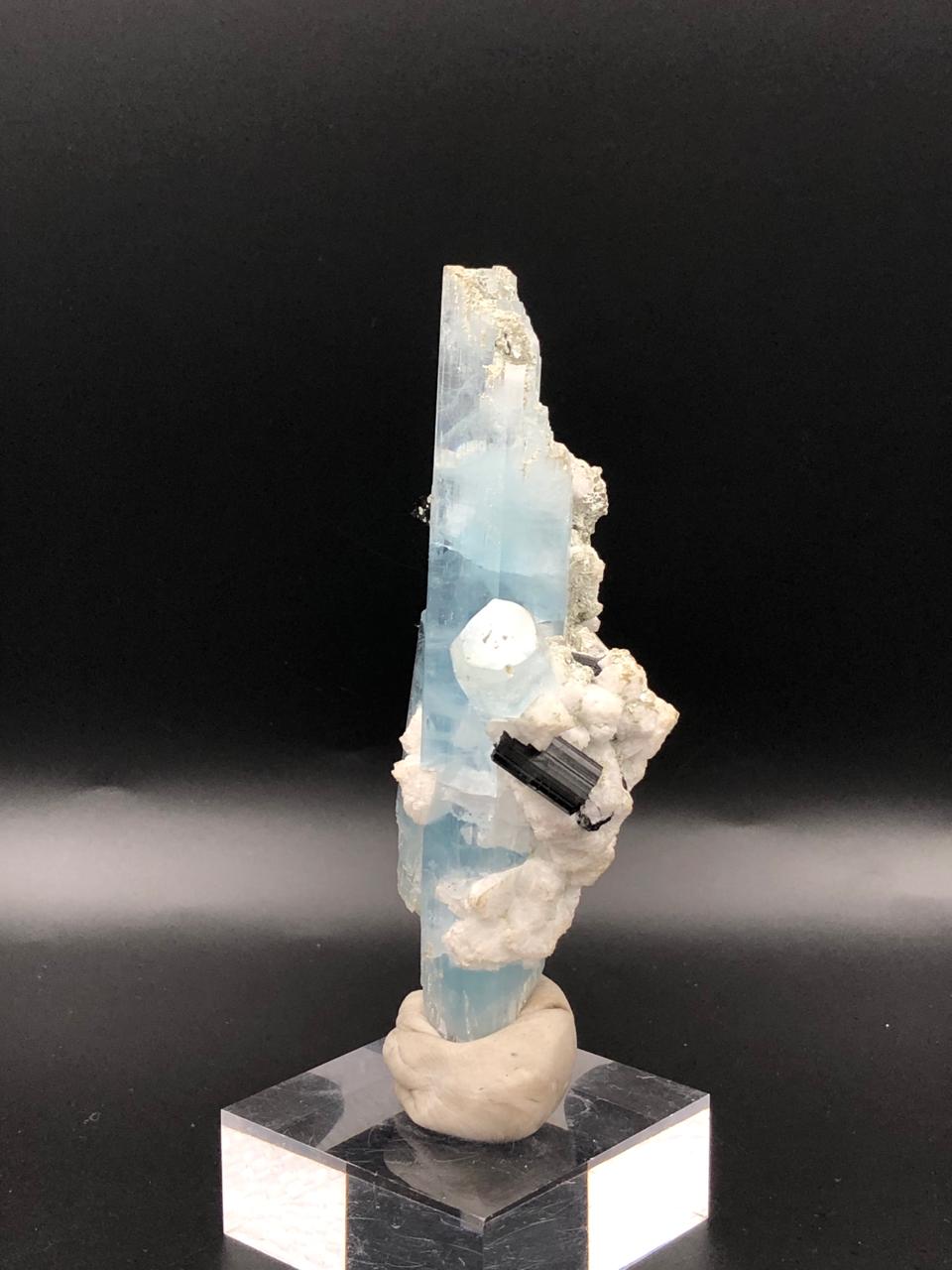 111.18 Gram Aquamarine Specimen With Black Tourmaline from Pakistan — view 3