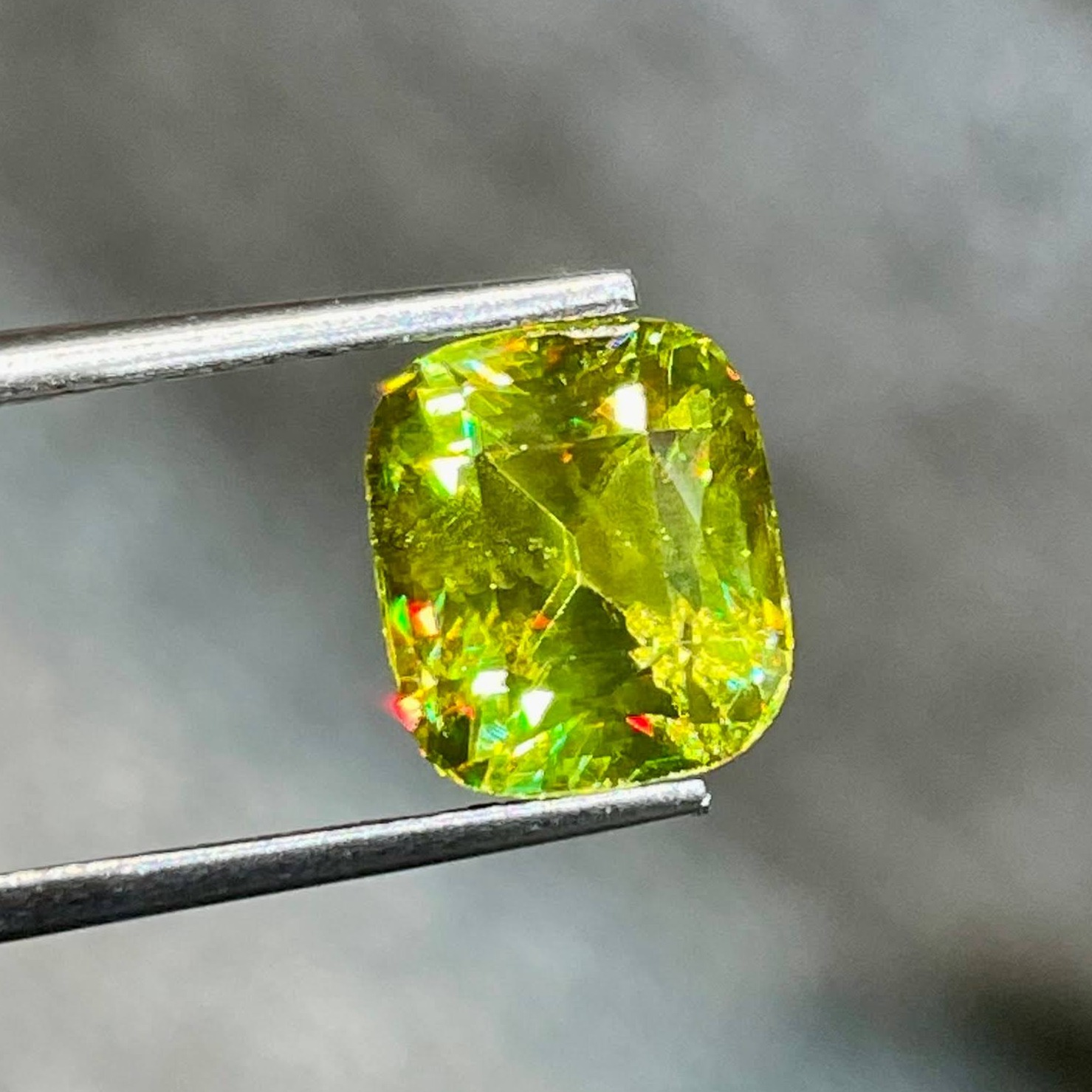4.05 Carats Top Quality Sphene Stone Step Cushion Cut Madagascar's Gemstone