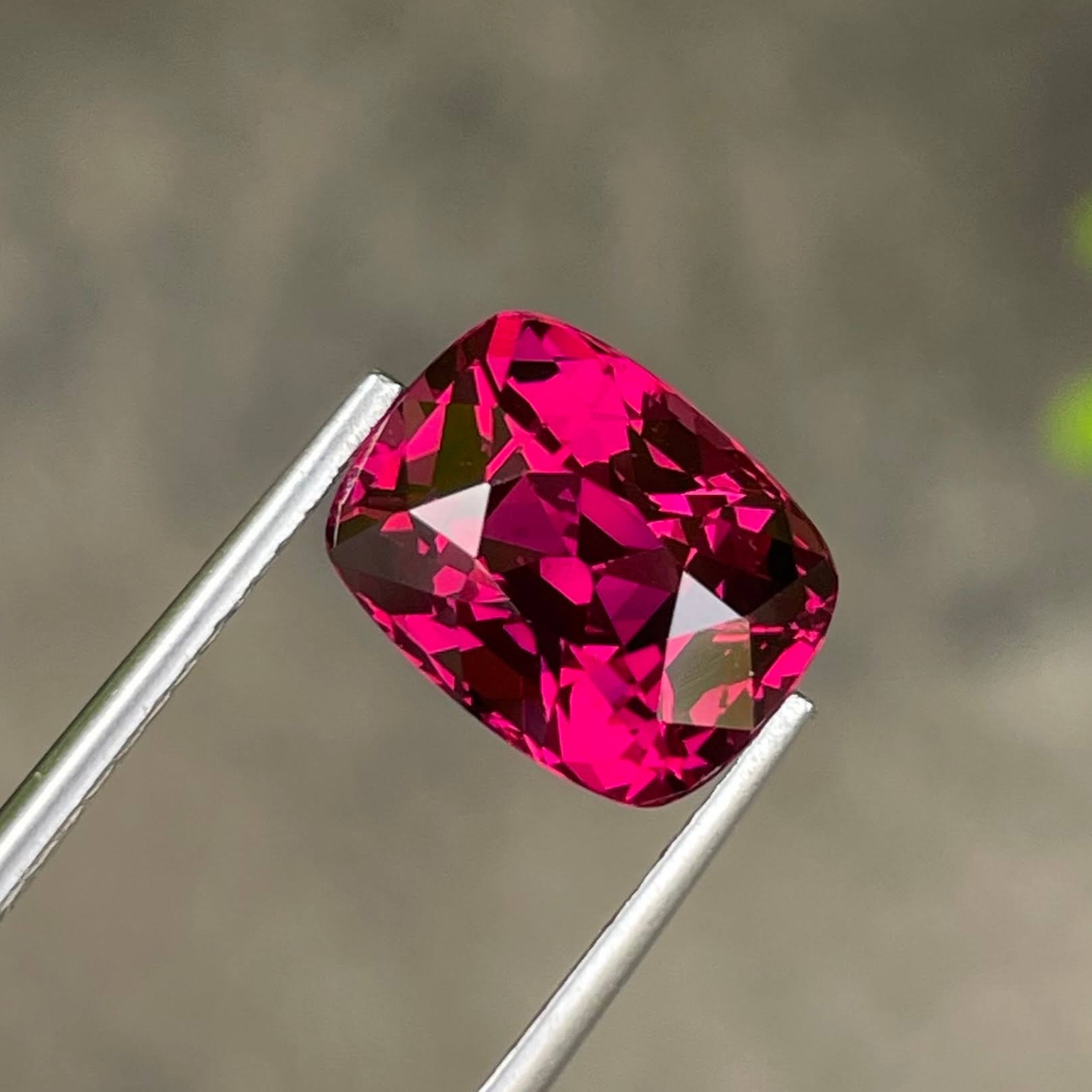 5.46 Carats Reddish Pink Garnet Step Cushion Cut Natural Tanzanian Gemstone — view 3