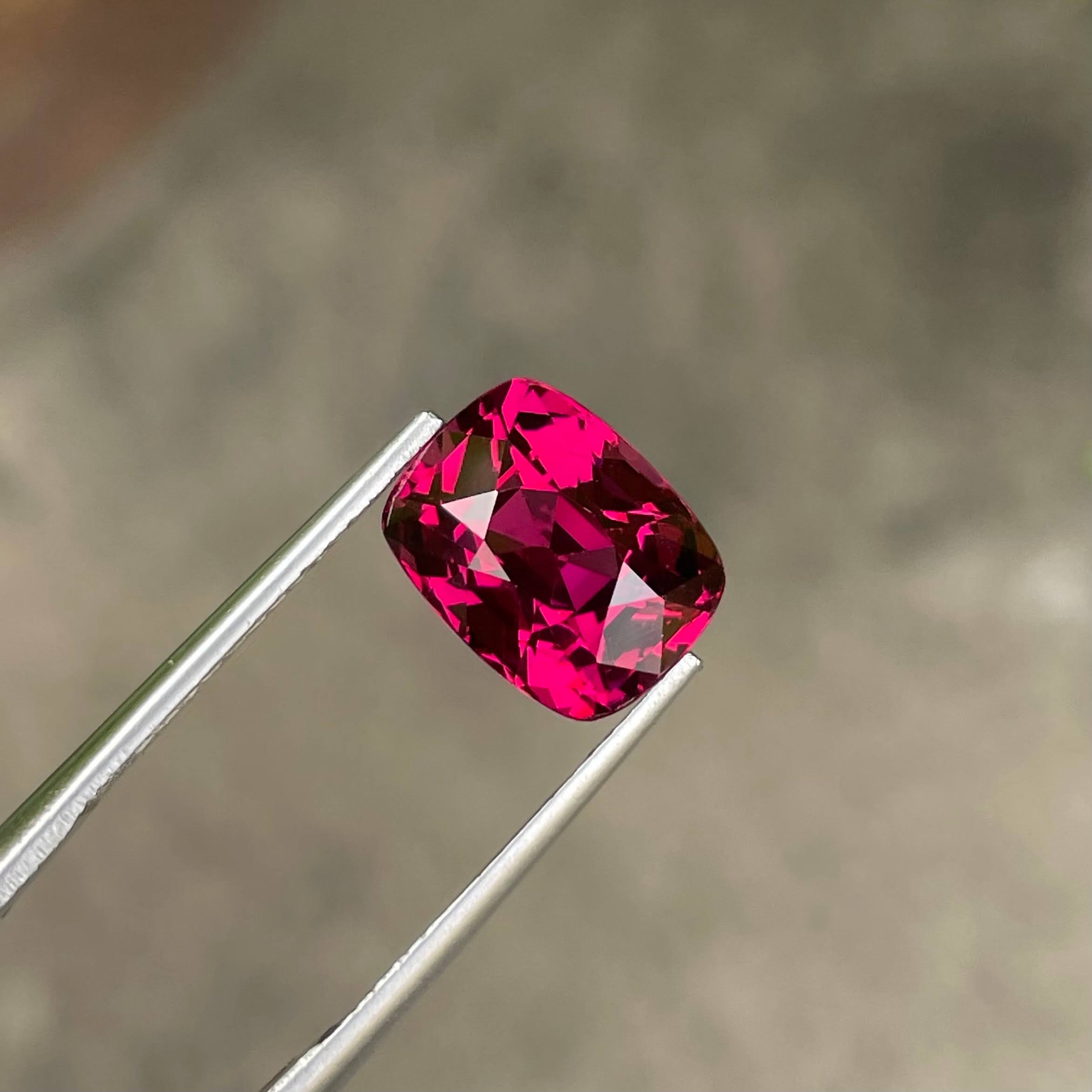 5.46 Carats Reddish Pink Garnet Step Cushion Cut Natural Tanzanian Gemstone — view 4