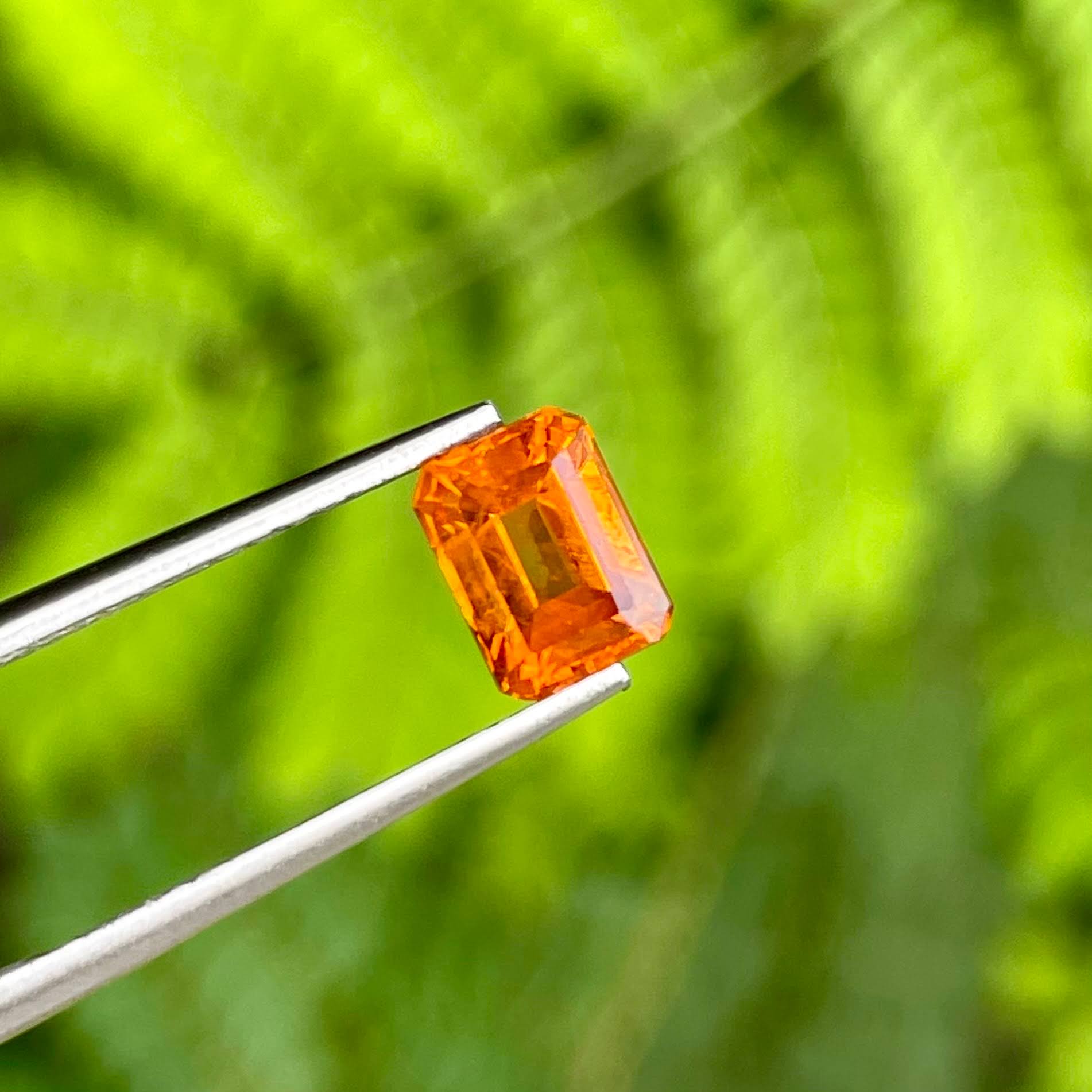 1.67 Carats Fanta Spessartite Garnet Stone Emerald Cut Nigerian Gemstone — view 2