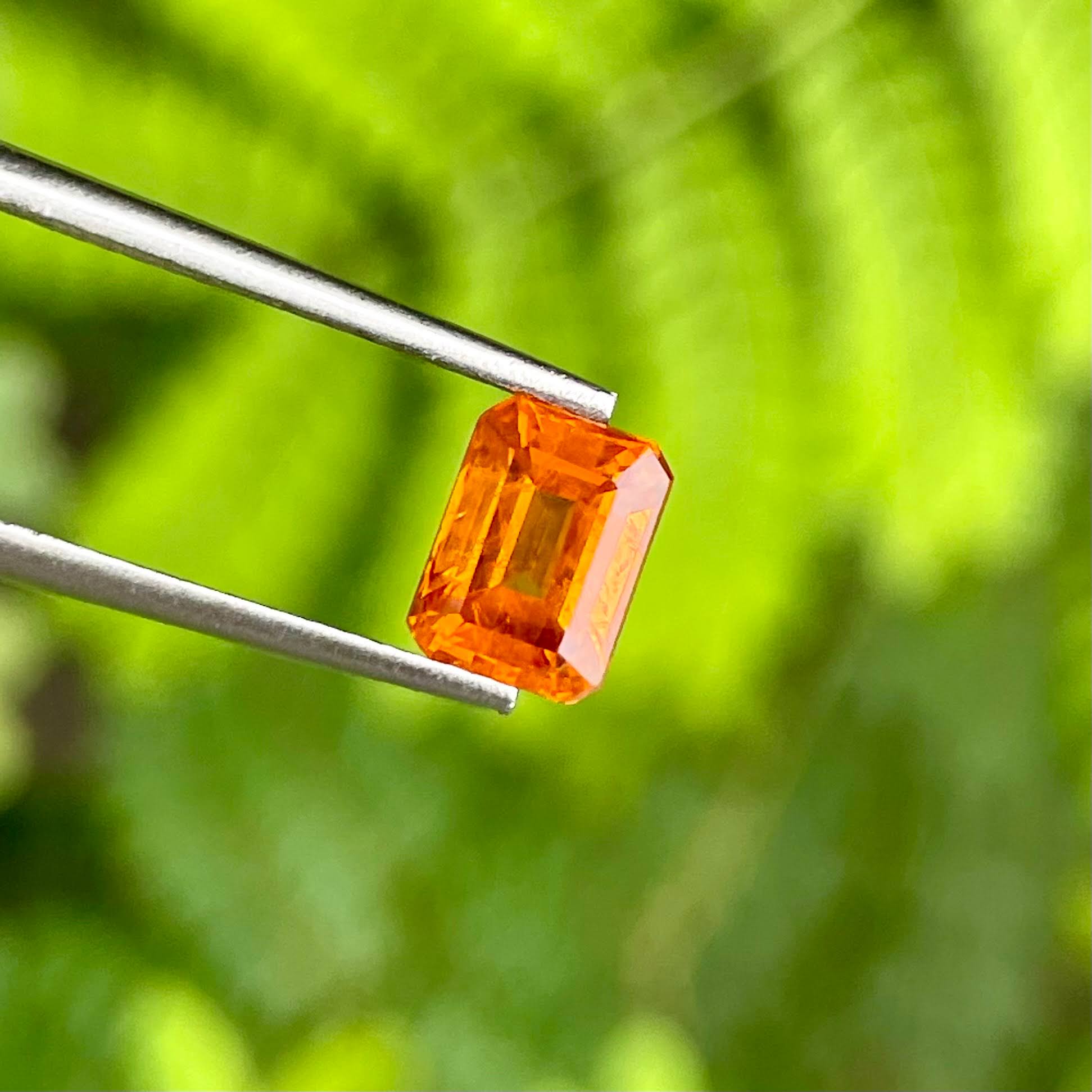 1.67 Carats Fanta Spessartite Garnet Stone Emerald Cut Nigerian Gemstone — view 3