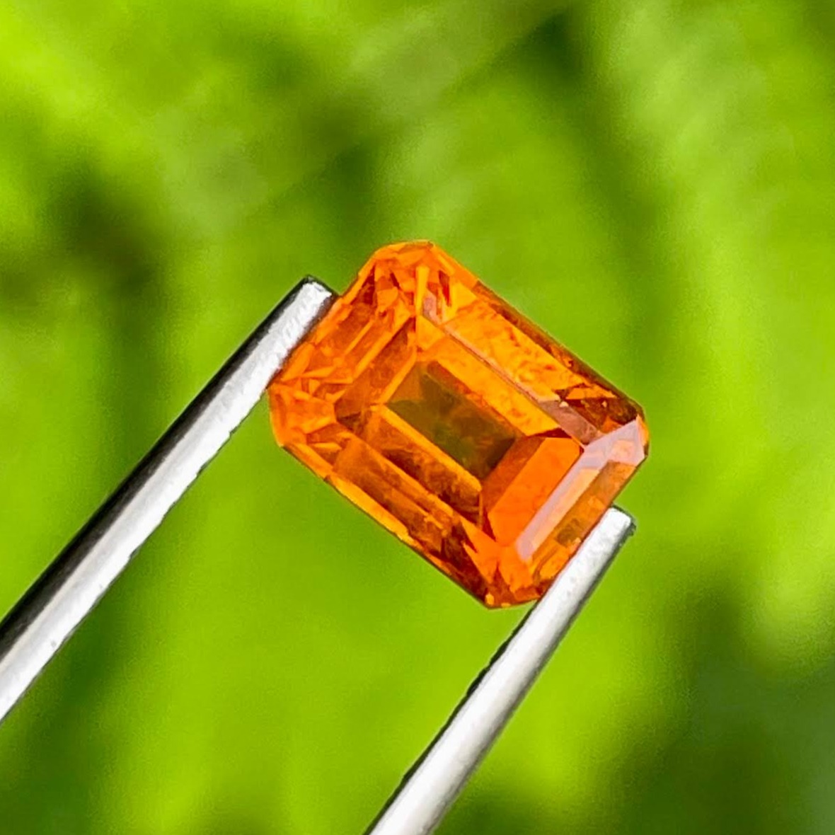 1.67 Carats Fanta Spessartite Garnet Stone Emerald Cut Nigerian Gemstone — view 4