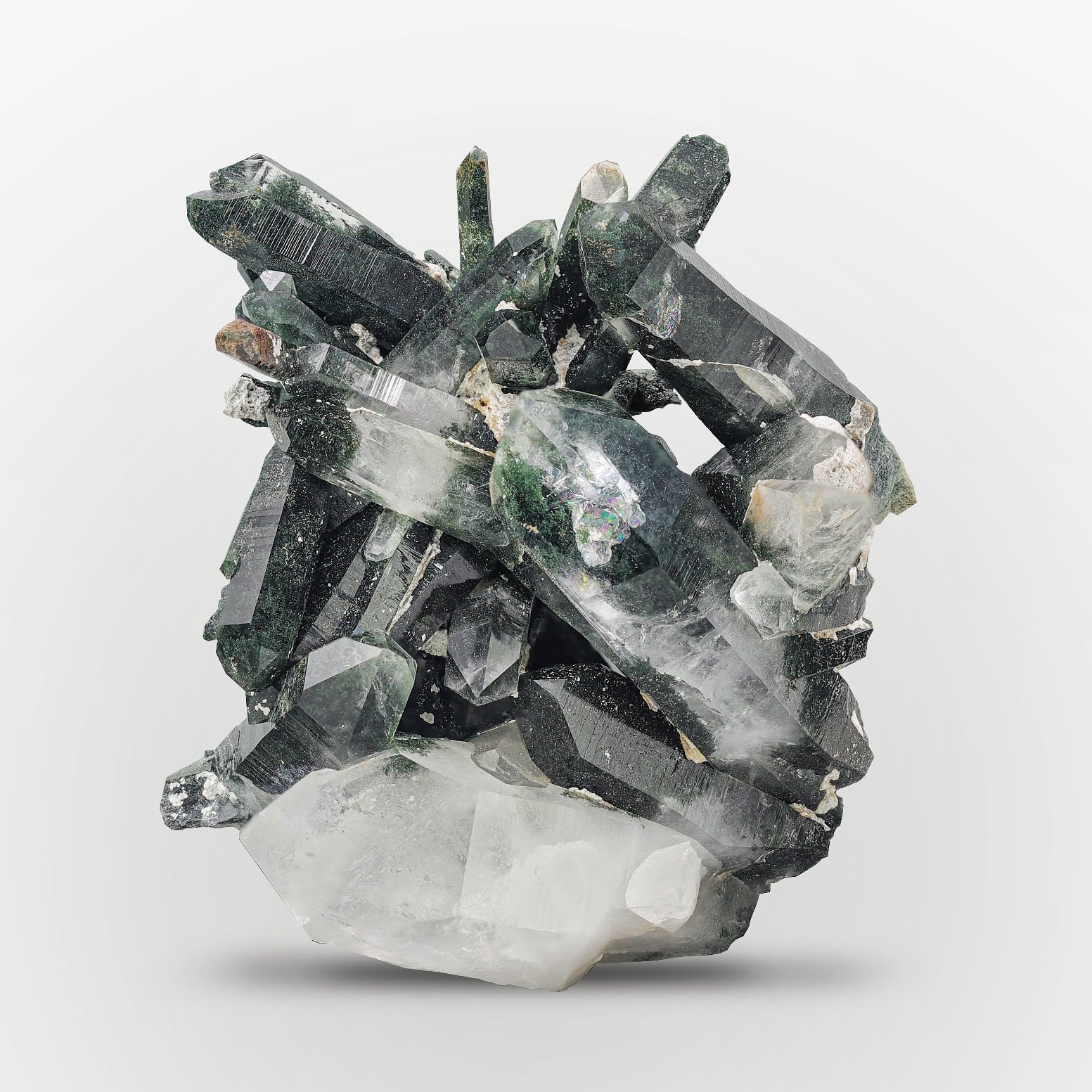 Intergrown Network Of Chlorite Quartz Crystal Cluster From Pakistan