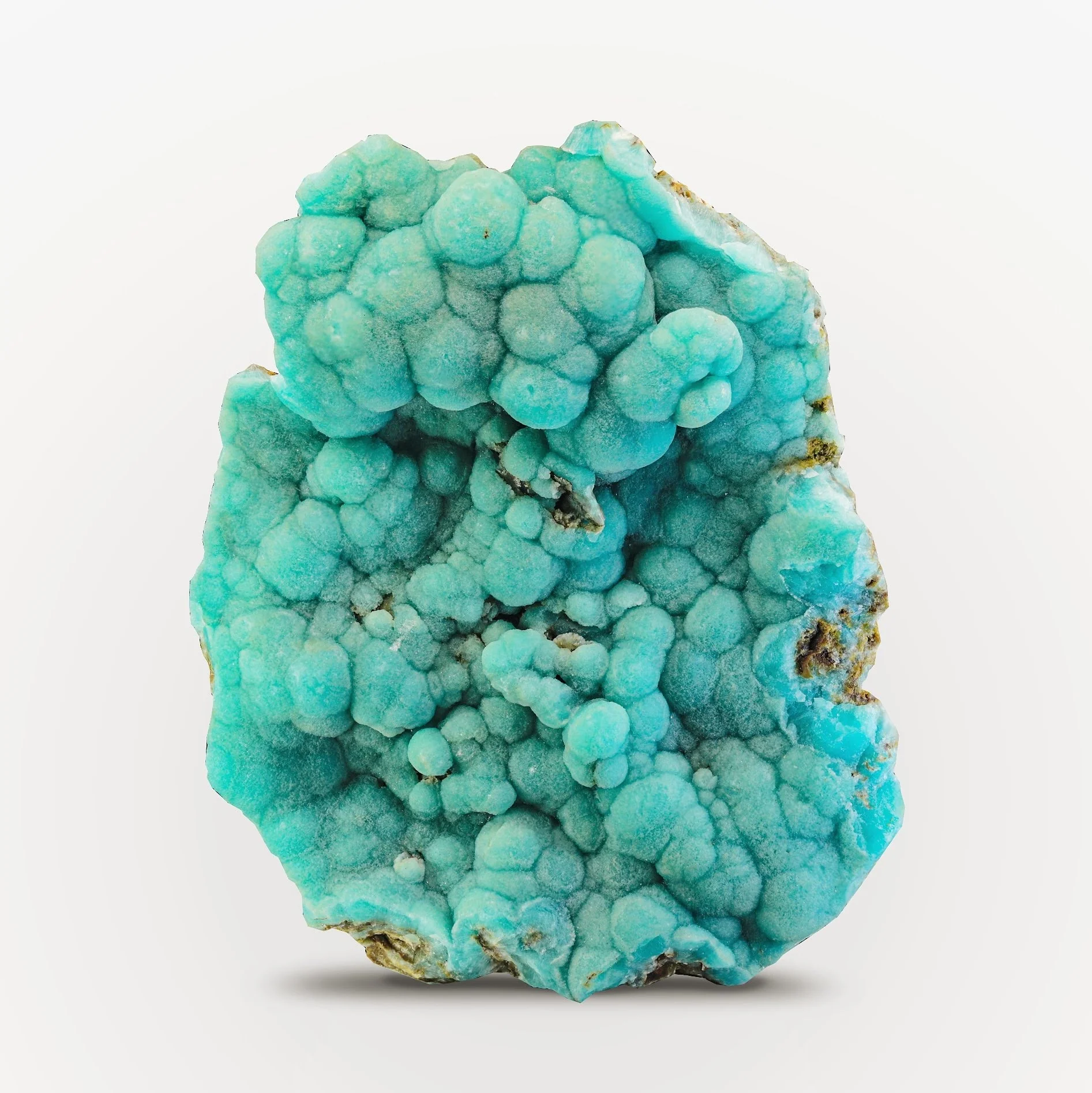 Botryoidal Clustering Of Blue Aragonite Crystals On Matrix From Pakistan
