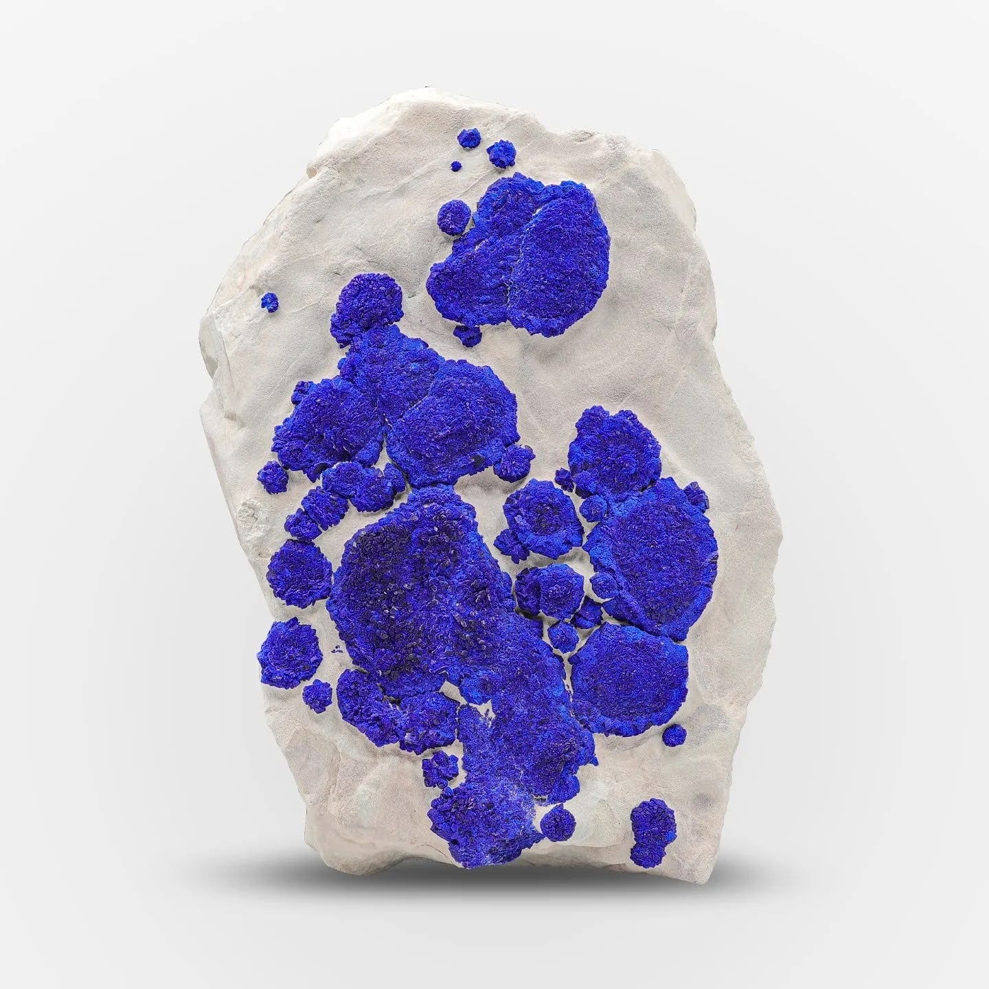 Vibrant Azure Blue Azurite Sun Crystals On Kaolinite Matrix From Australia