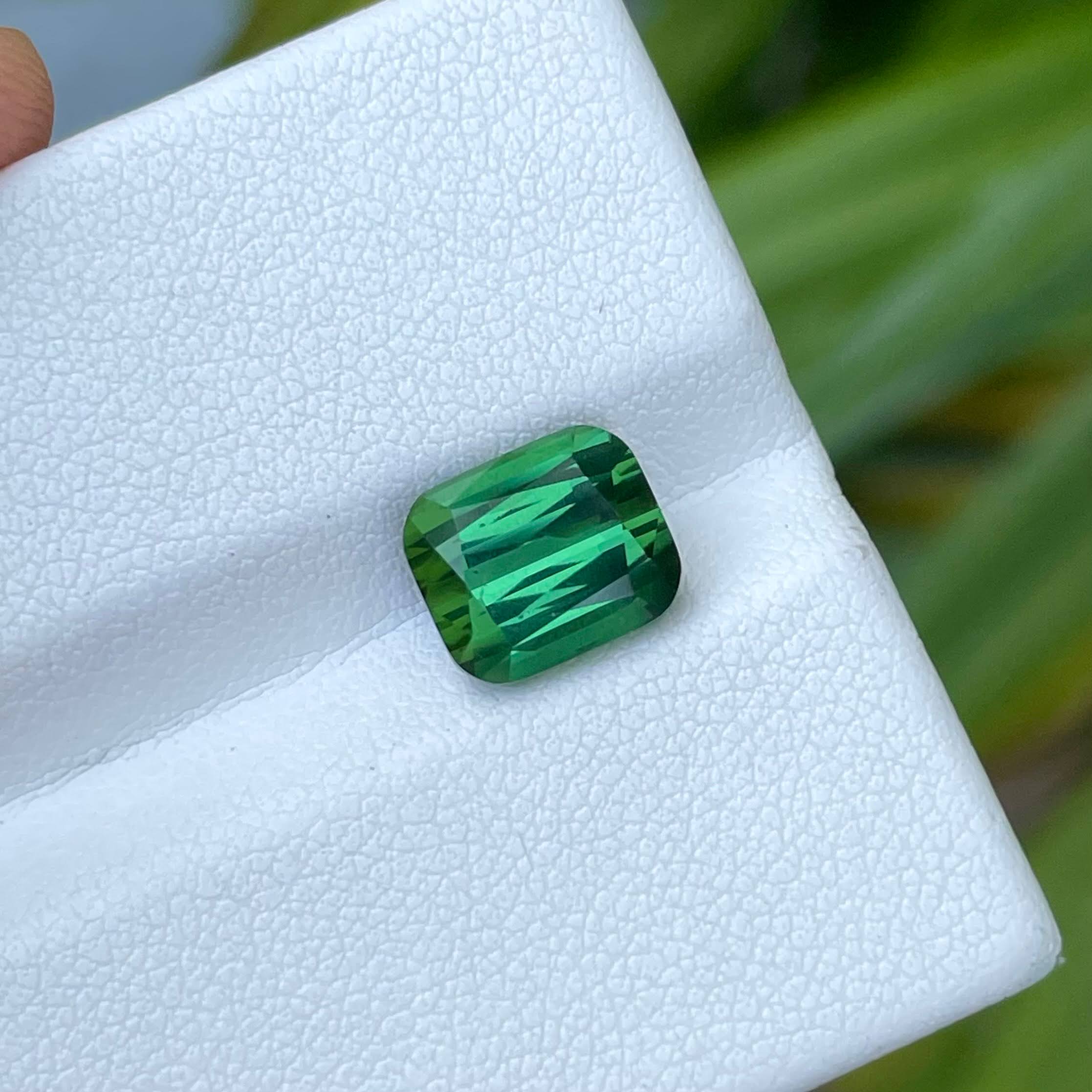 3.78 Carats Bluish Green Tourmaline Stone Cushion Cut Natural Afghani Gemstone