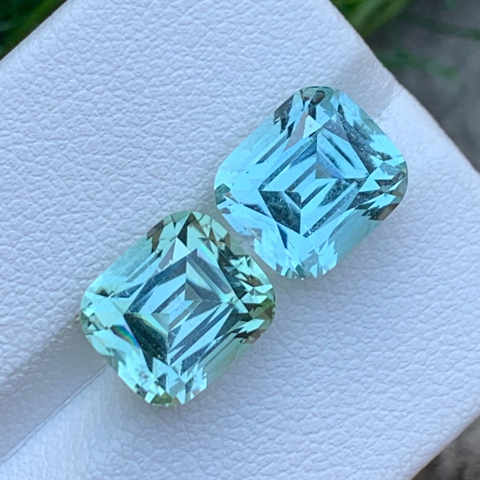 NEW 10.55 Carats Mismatch Color Tourmaline Pair Cushion Cut Natural Afghan Gemstone