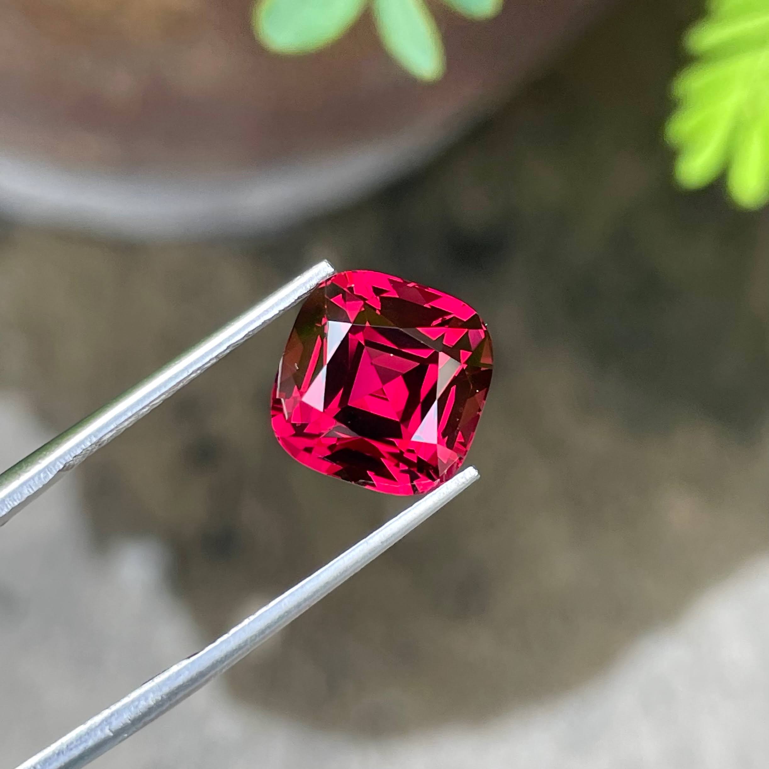 8.46 Carats Reddish Pink Garnet Square Cushion Cut Natural Tanzanian Gemstone — view 1