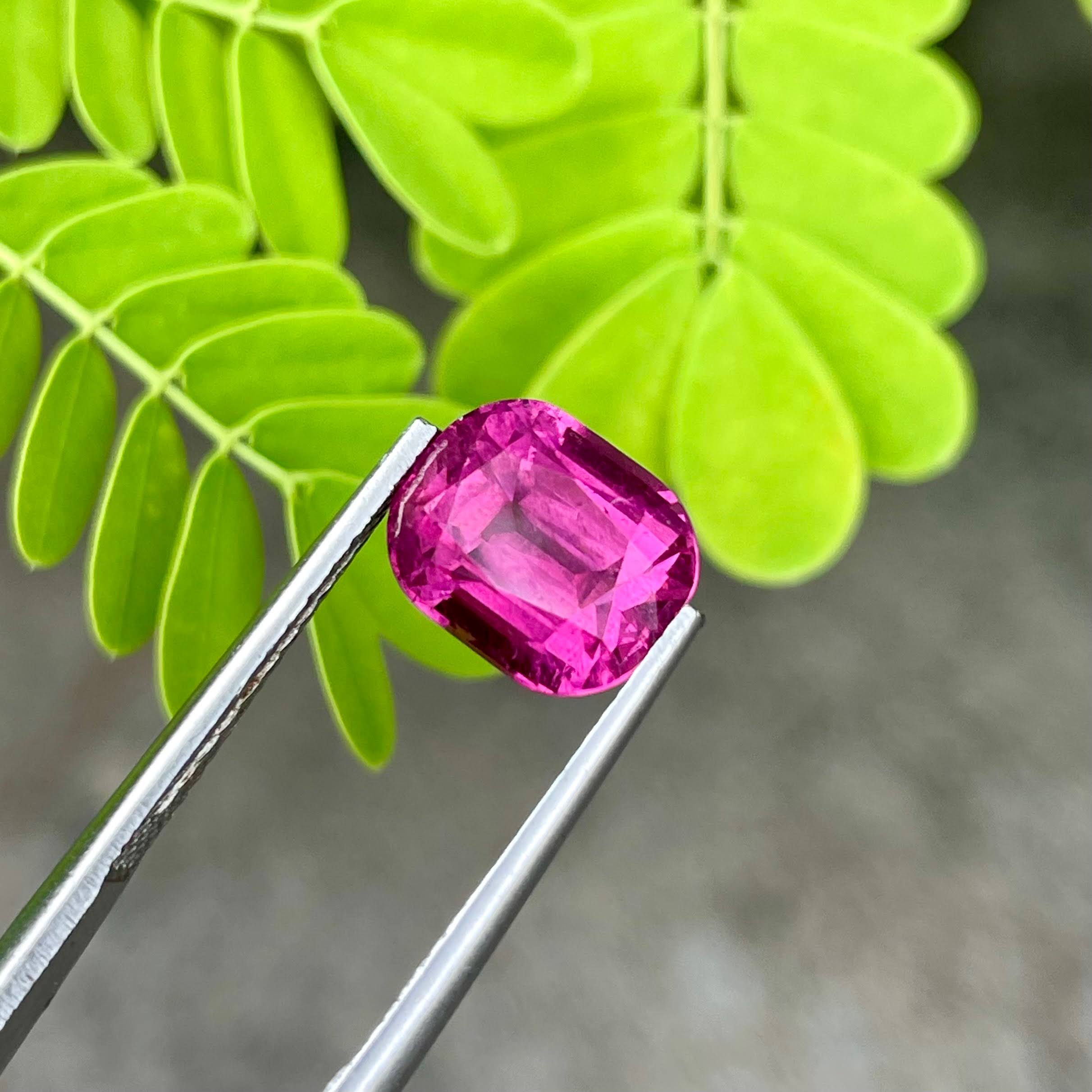 3.62 carats Rubellite Tourmaline Stone Cushion Cut Afghan Gemstone