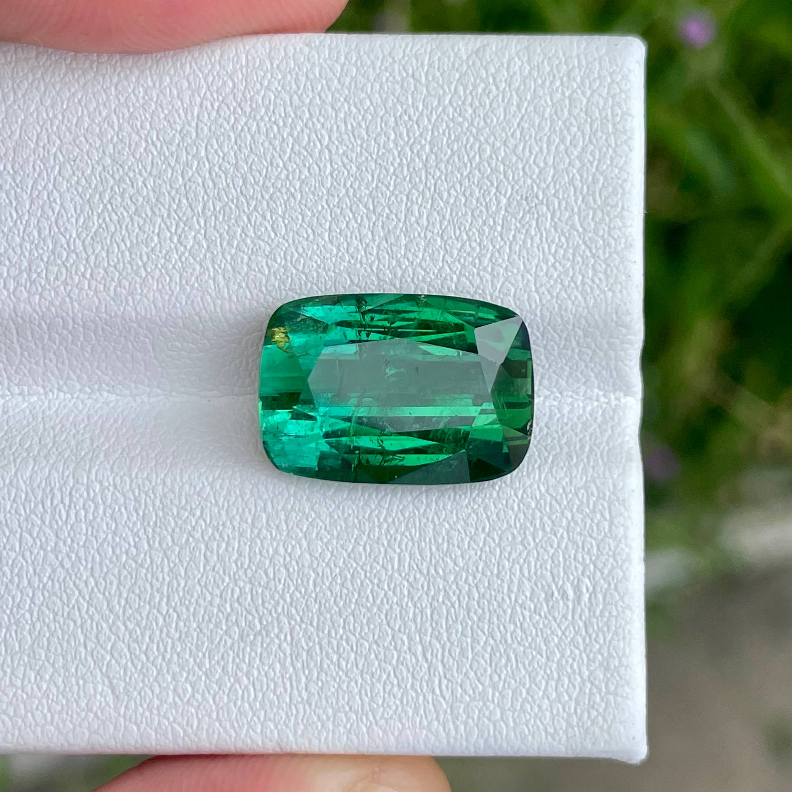 10.95 carats Greenish Blue Tourmaline Stone Cushion Cut African Gemstone — view 3