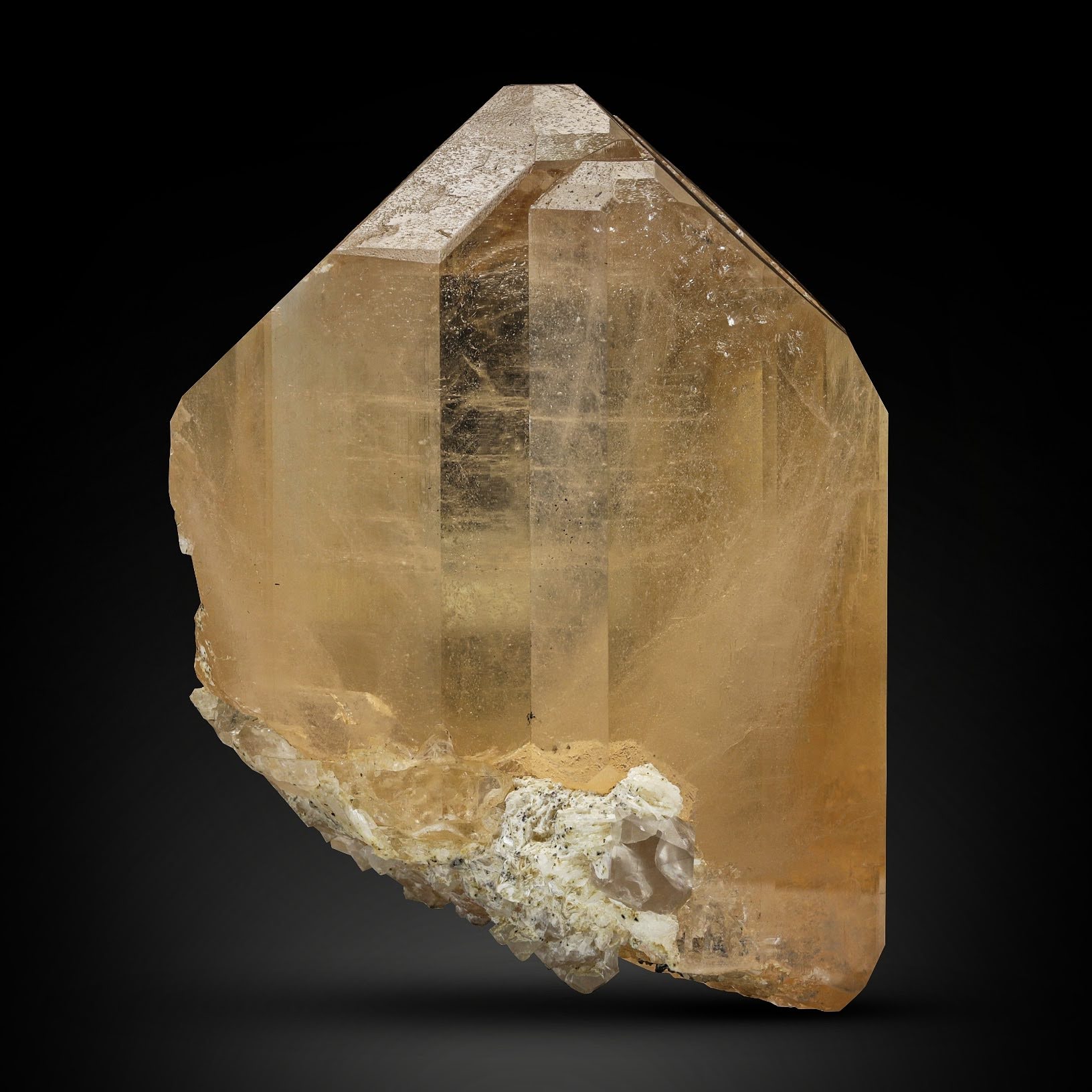 Huge double terminated Topaz crystal with terminated Smoky Quartz from Pakistan — view 1