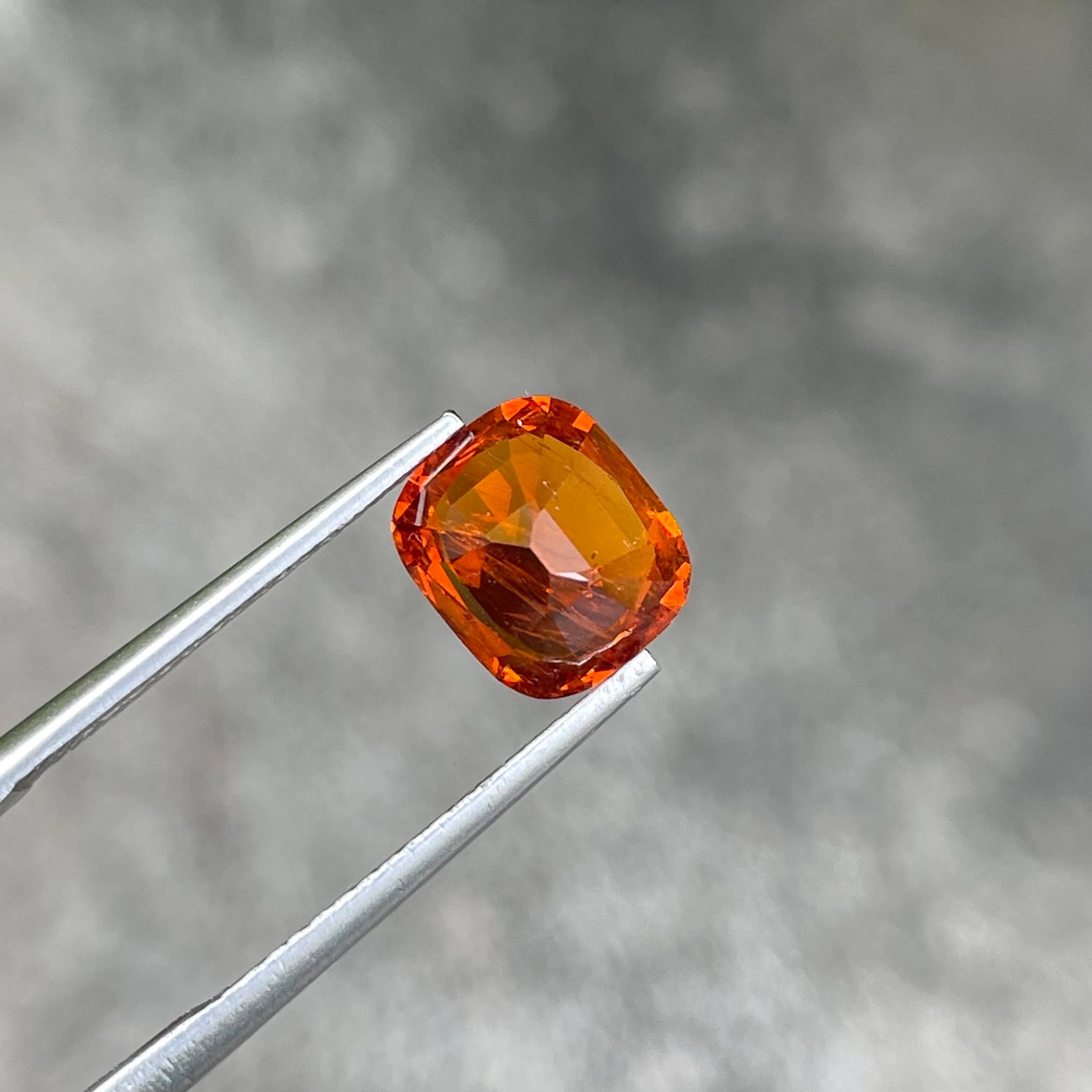 3.11 carats Red Spessartite Garnet Cushion Cut Natural Nigerian Gemstone