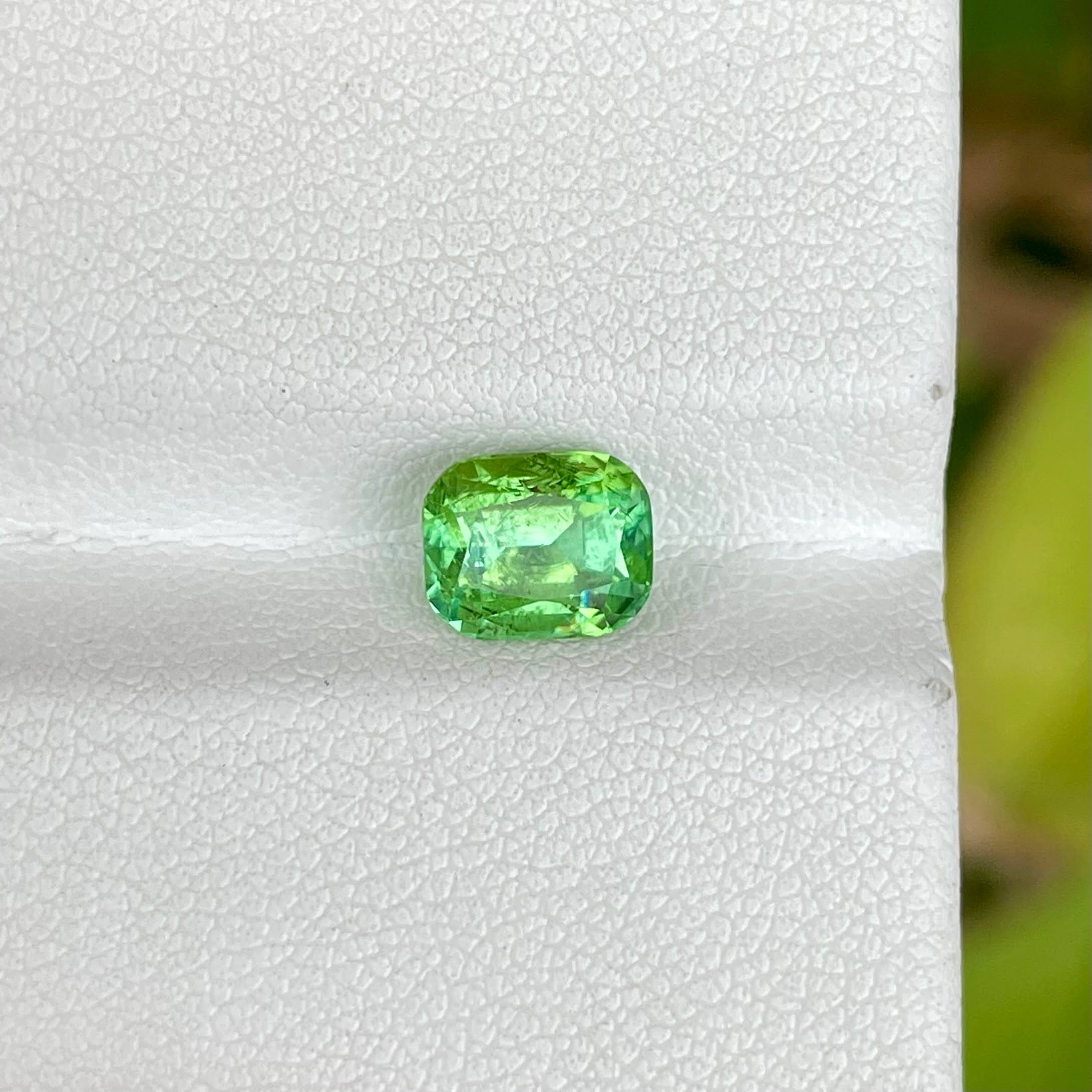 1.60 carats Light Green Tourmaline Stone Cushion Cut Afghan Gemstone — view 3