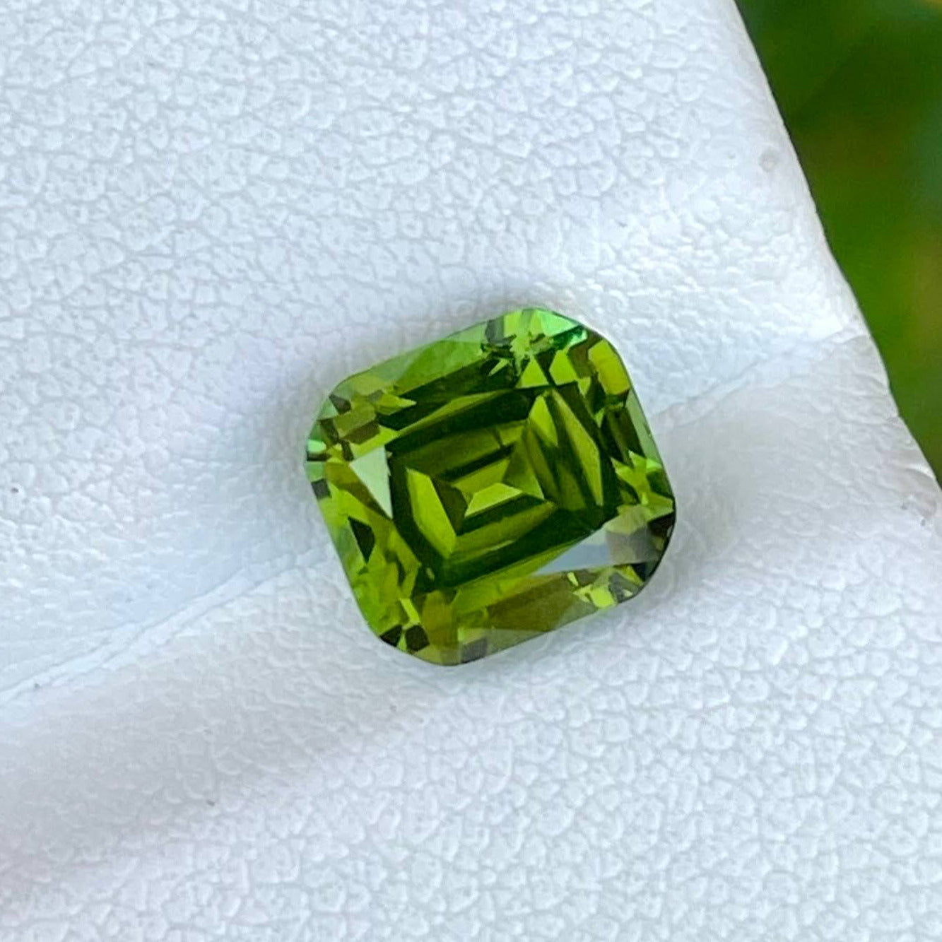 3.28 carats Olive Green Tourmaline Stone Cushion Cut Afghan Gemstone