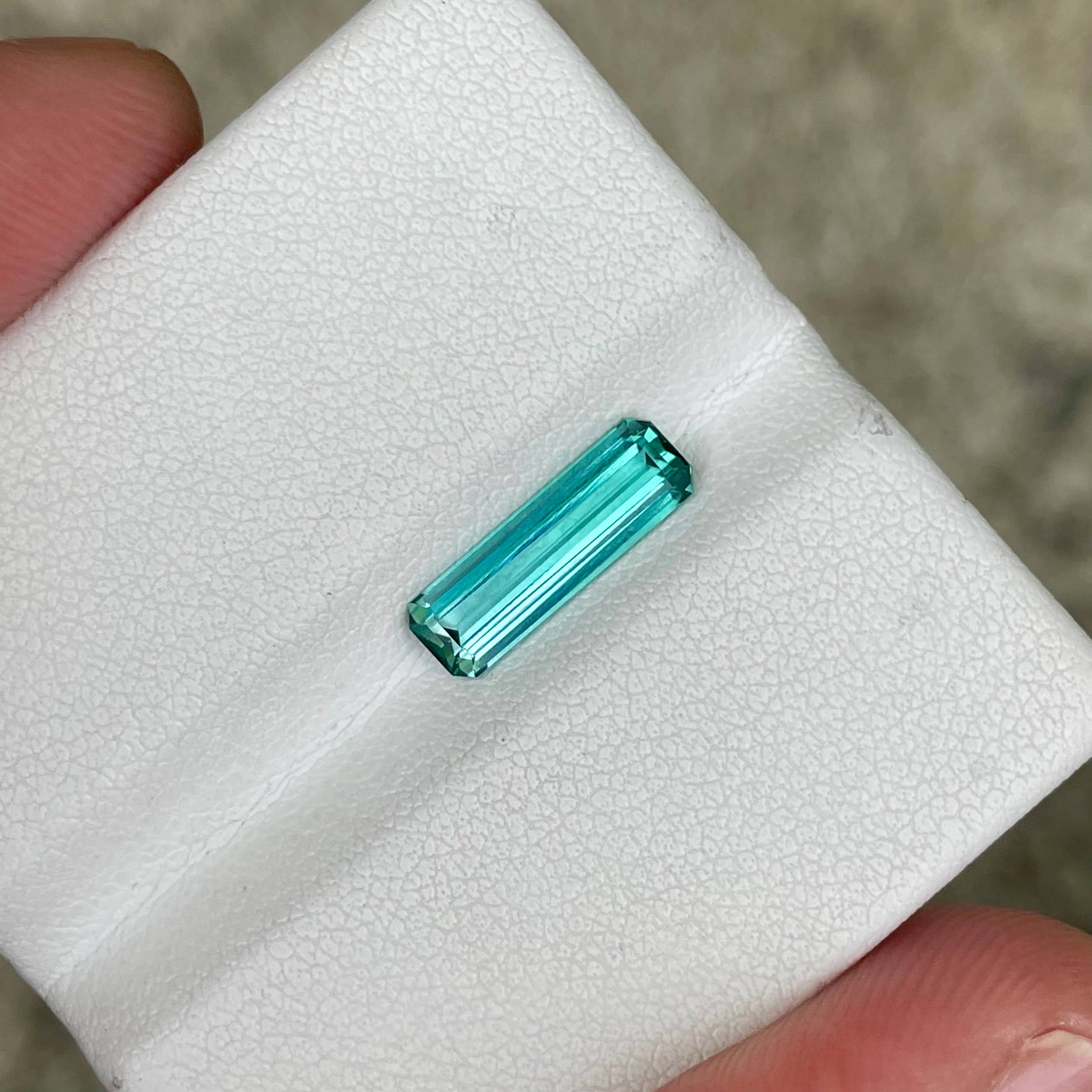 1.52 carats Lagoon Tourmaline Stone Emerald Cut Natural Afghan Gemstone — view 2