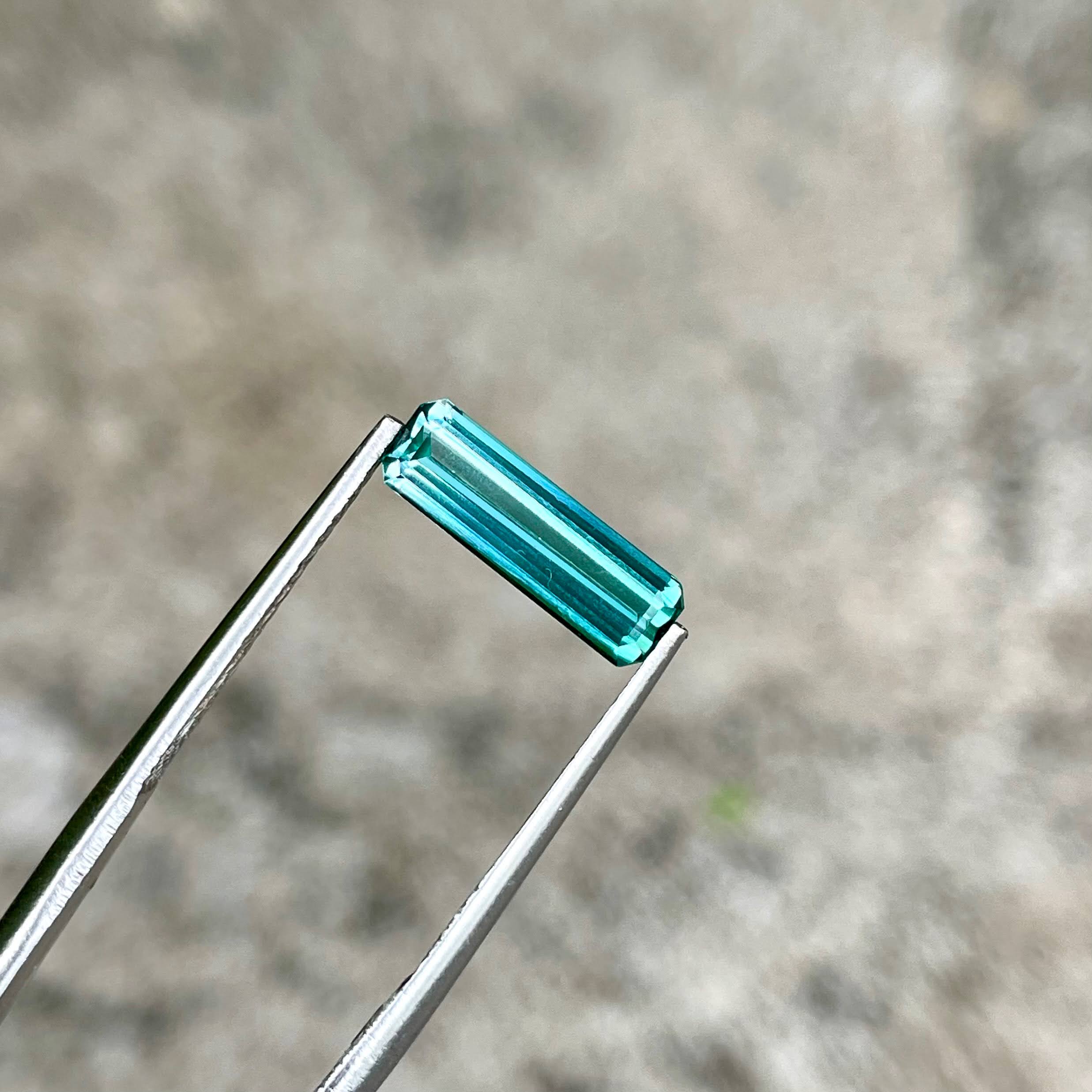 1.52 carats Lagoon Tourmaline Stone Emerald Cut Natural Afghan Gemstone — view 3