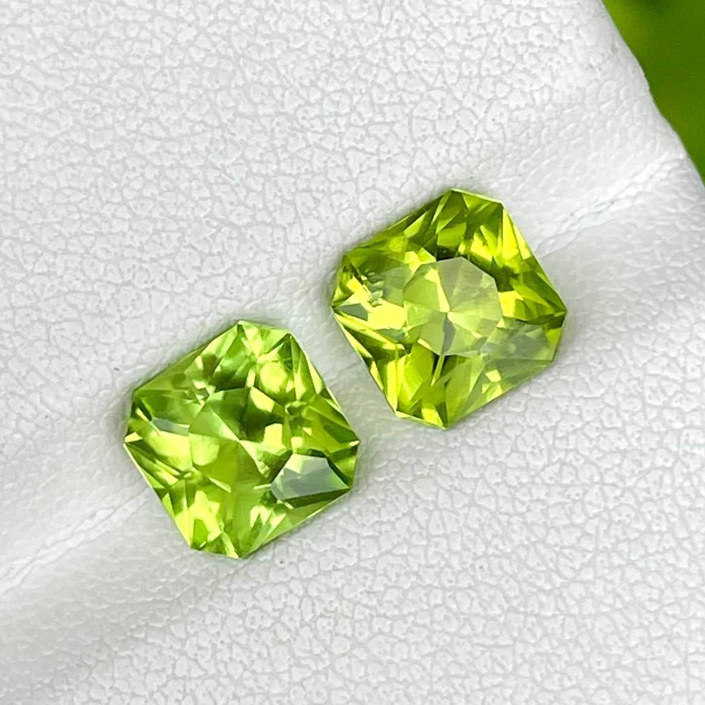 3.75 carats Peridot Pair Custom Precision Cut Natural Pakistani Gemstone