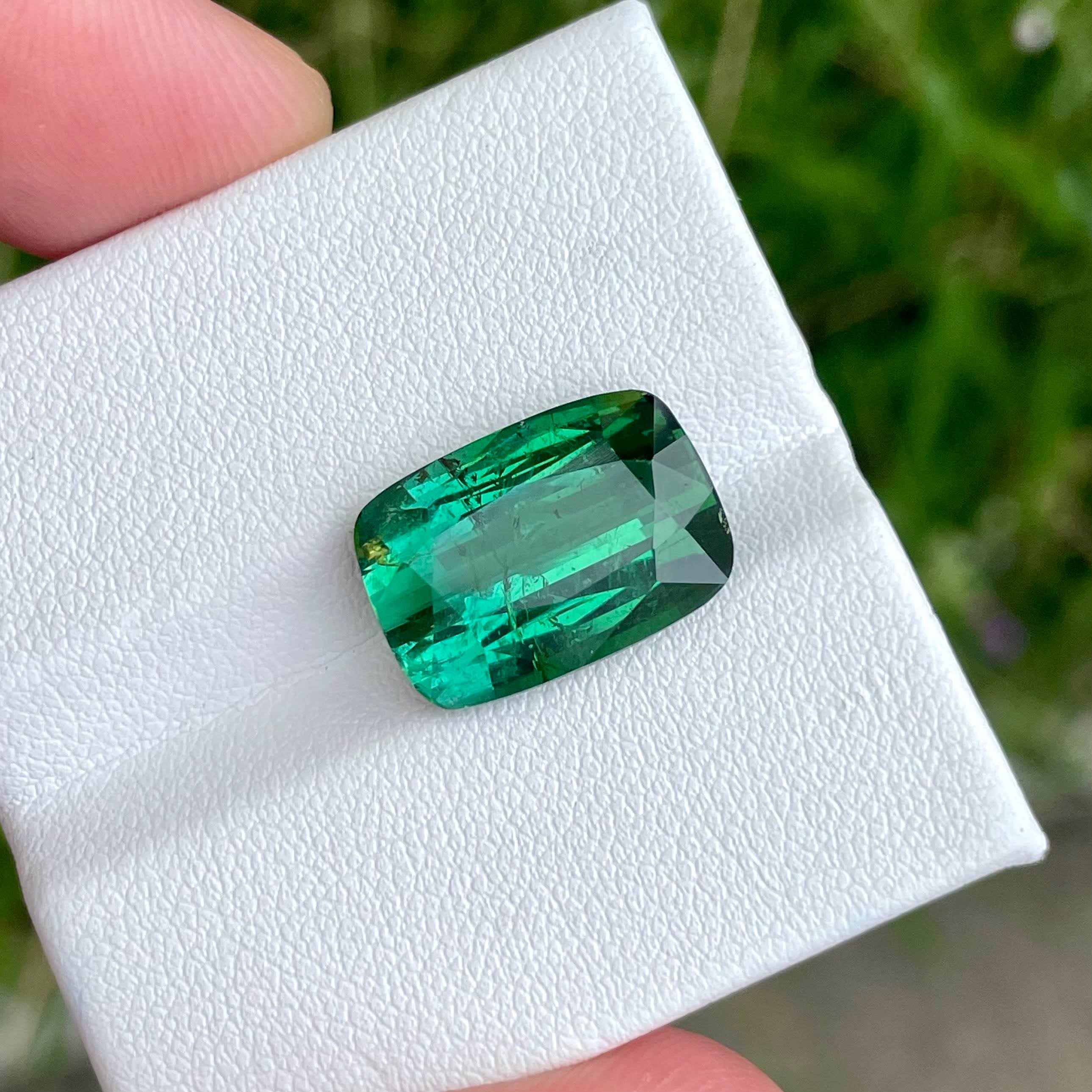 10.95 carats Greenish Blue Tourmaline Stone Cushion Cut African Gemstone — view 1