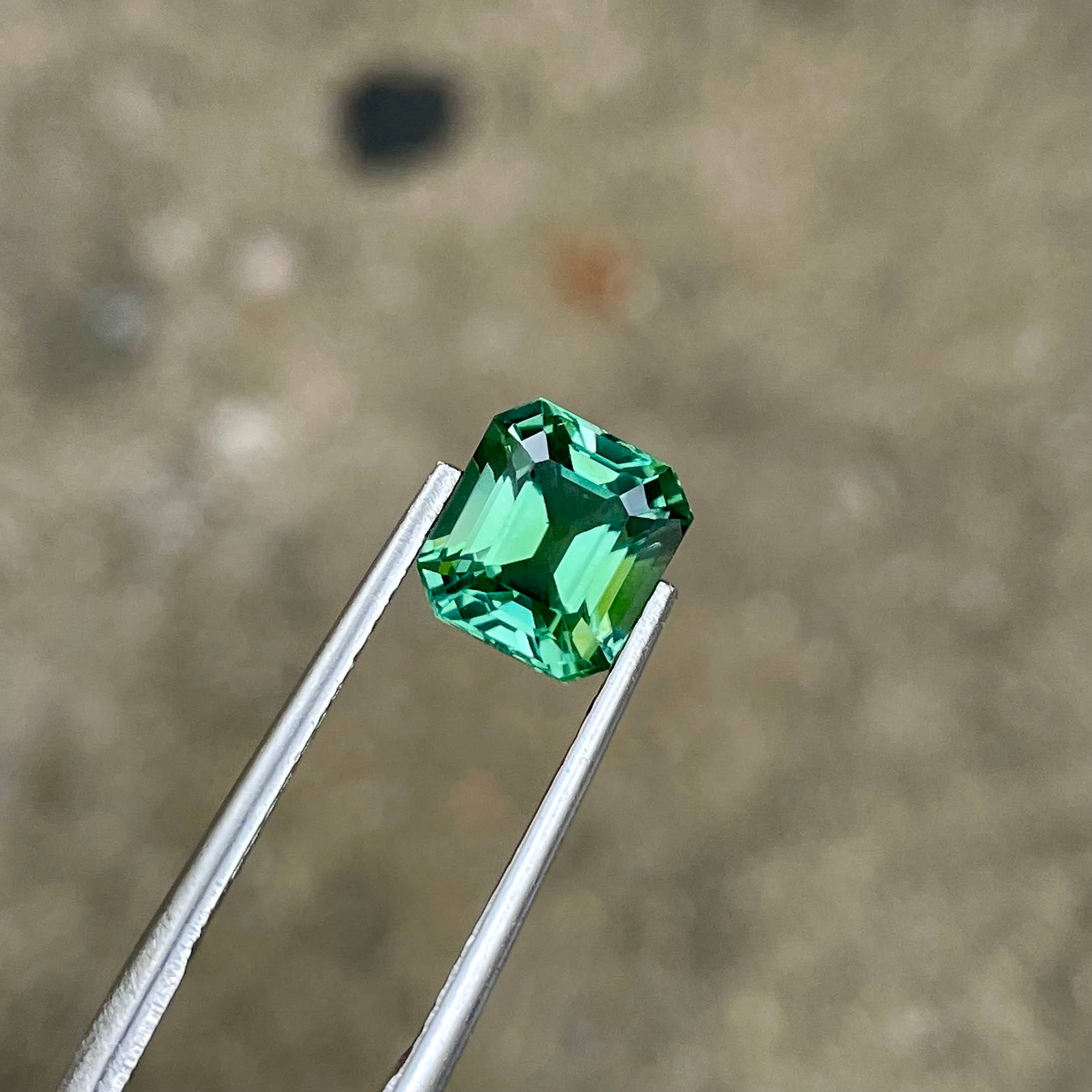 2.27 carats Mint Green Tourmaline Stone Emerald Cut Afghan Gemstone