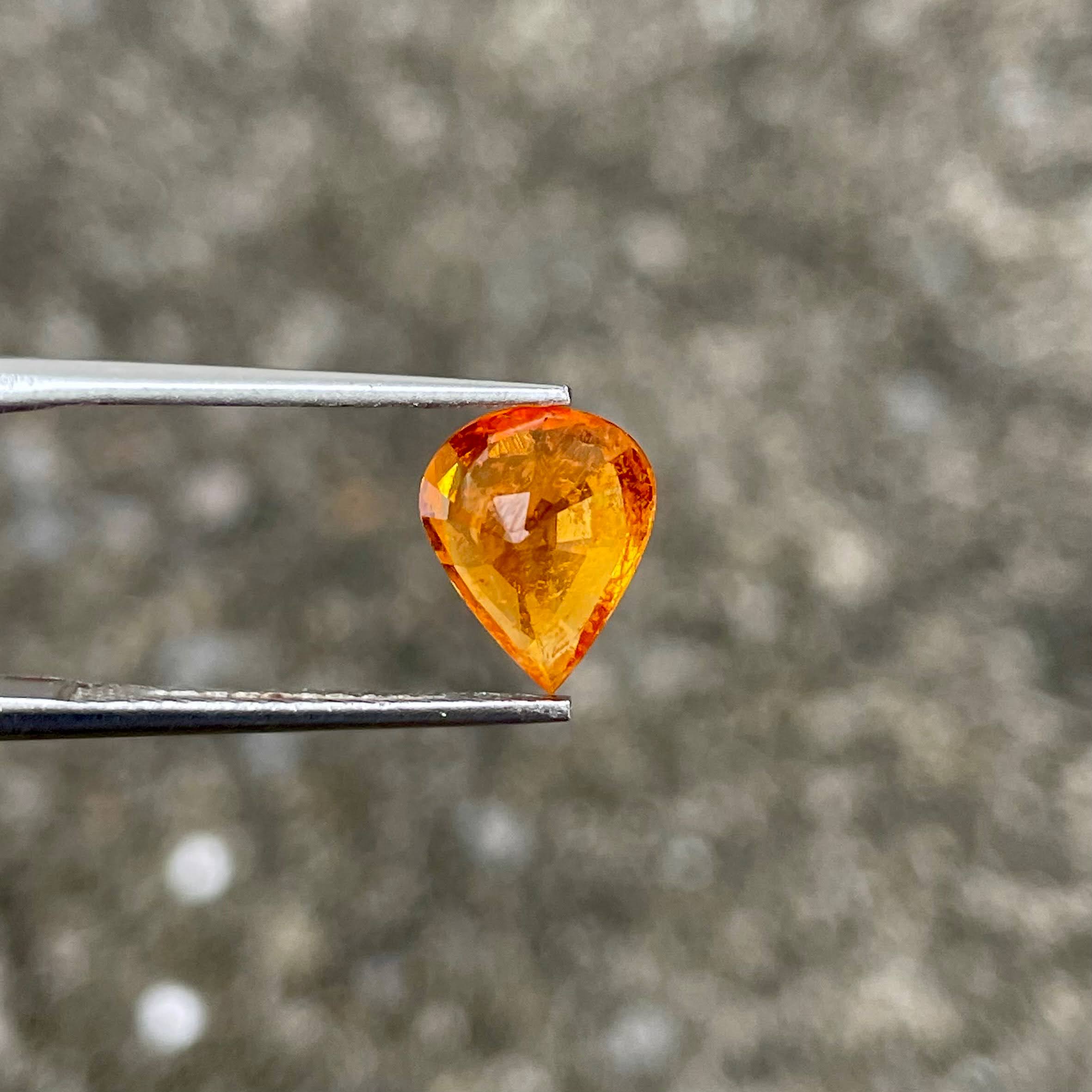 3.35 Carats Fanta Garnet Stone Pear Cut Natural African Gemstone