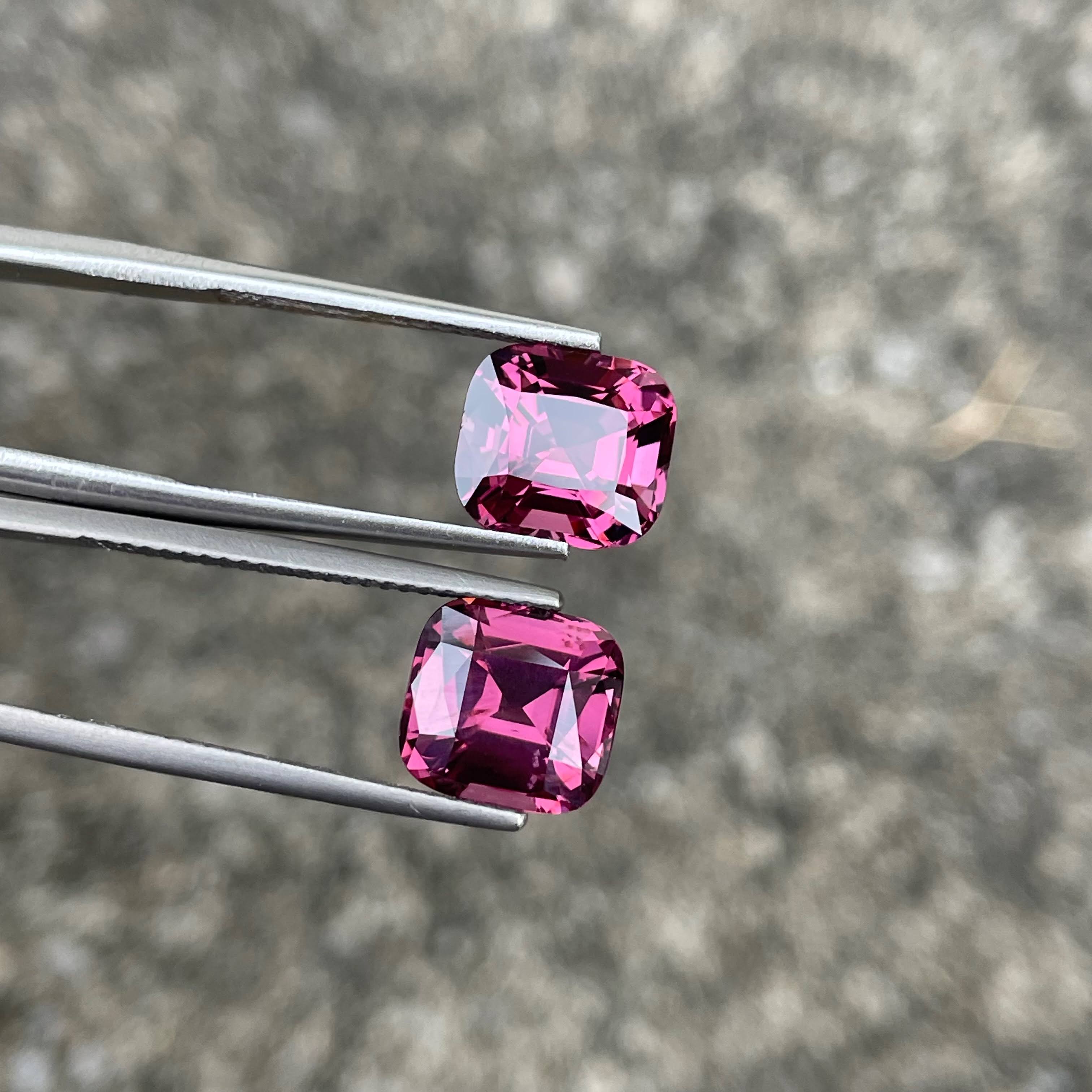 8.05 carats Purplish Pink Spinel Pain Cushion Cut Natural Tanzanian Gemstone — view 2