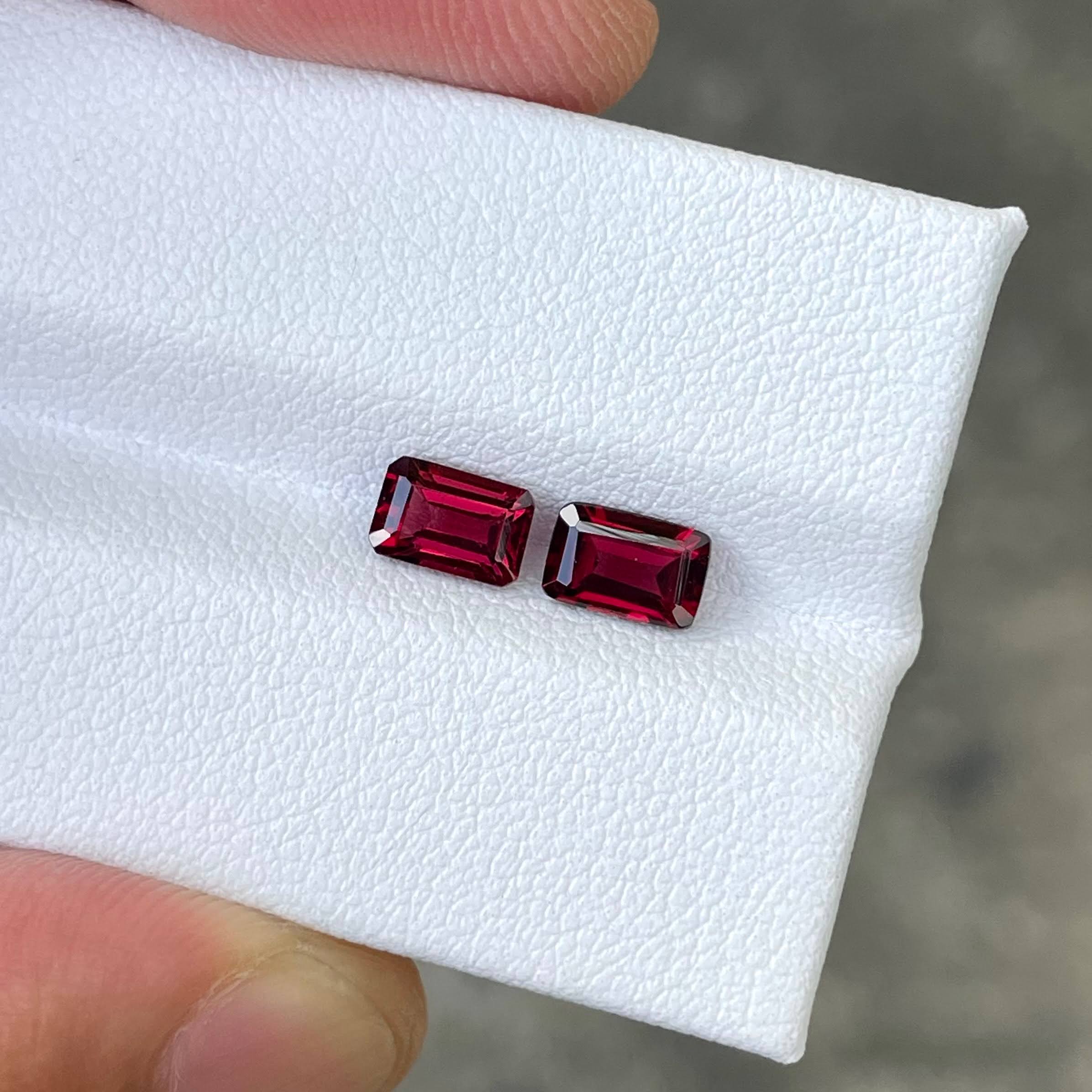 1.65 carats Red Burmese Spinel Stone Pair Emerald Cut Natural Gemstone — view 1