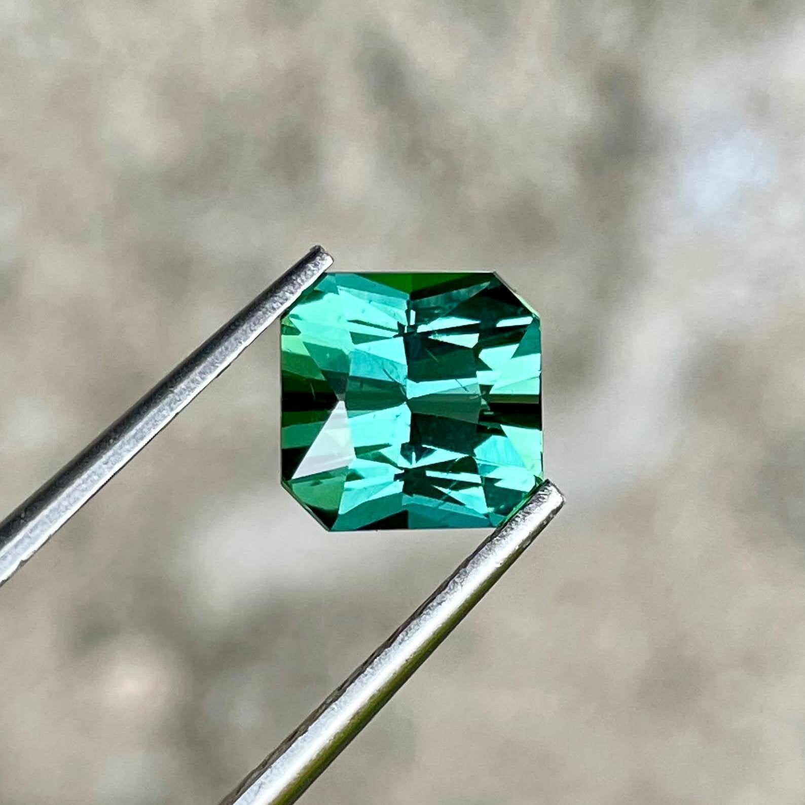 2.70 carats Greenish Blue Tourmaline Custom Precision Cut African Gemstone — view 4