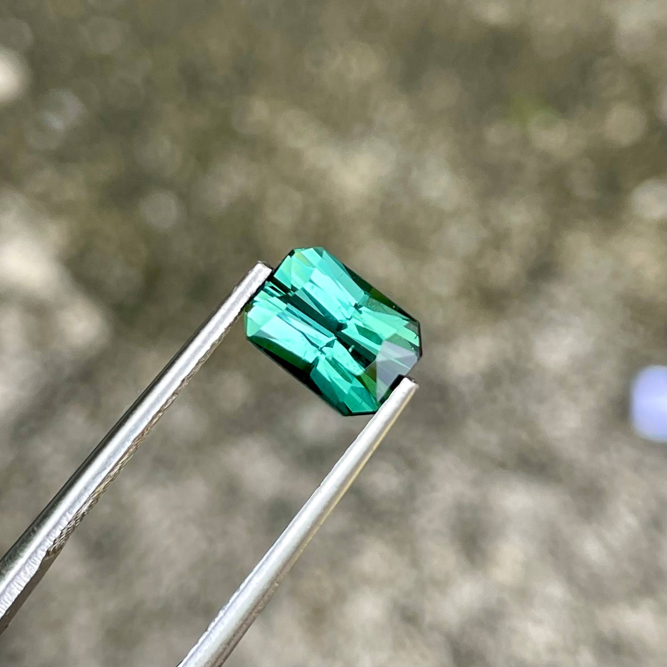 1.85 carats Greenish Blue Tourmaline Custom Precision Cut African Gemstone — view 1