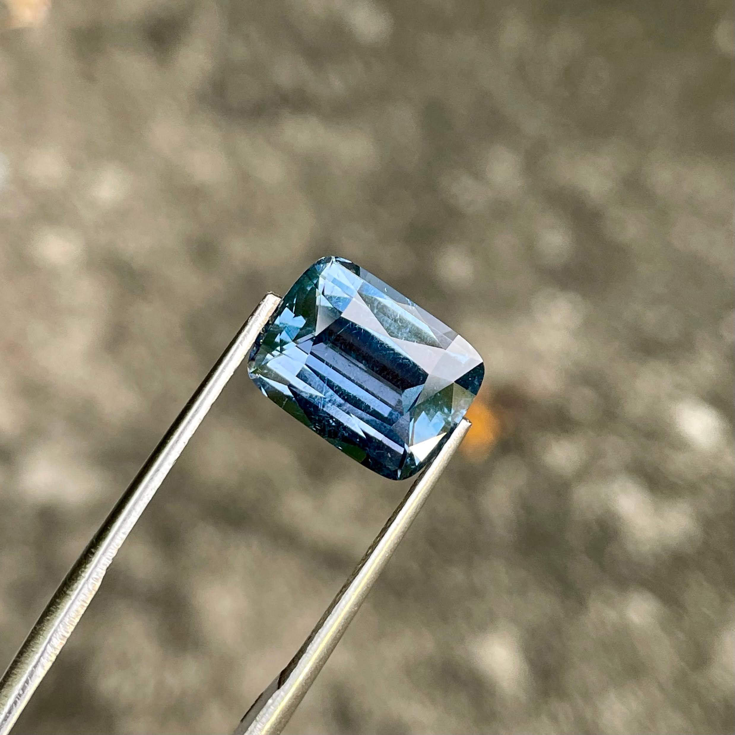 5.15 carats Grayish Blue Spinel Stone Cushion Cut Natural Tanzanian Gemstone — view 1