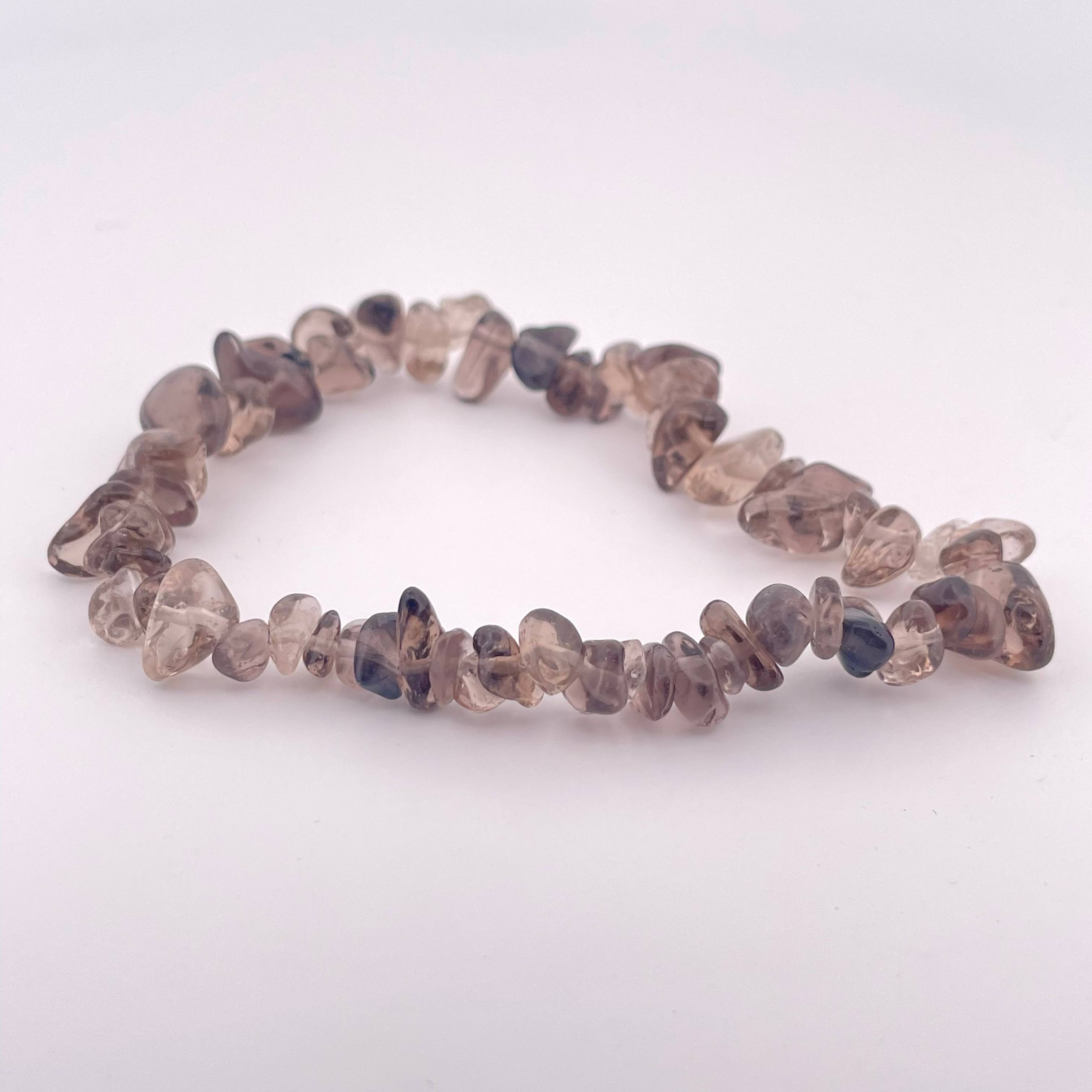 Handmade Smoky Quartz Stone Beaded Free Size Bracelet from Pakistan — view 3