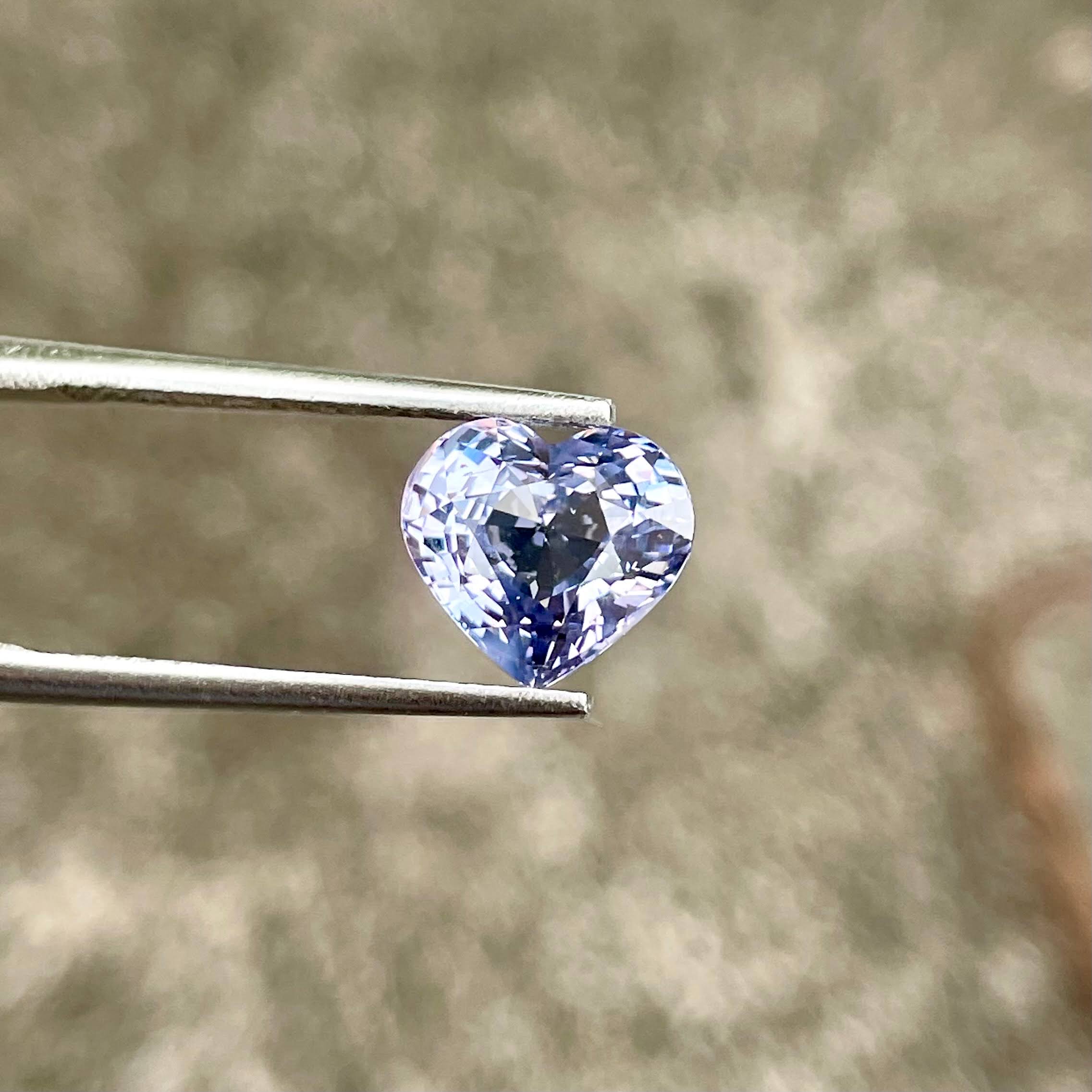 3.10 carats Lavender Spinel Stone Heart Cut Natural Tanzanian Gemstone — view 4
