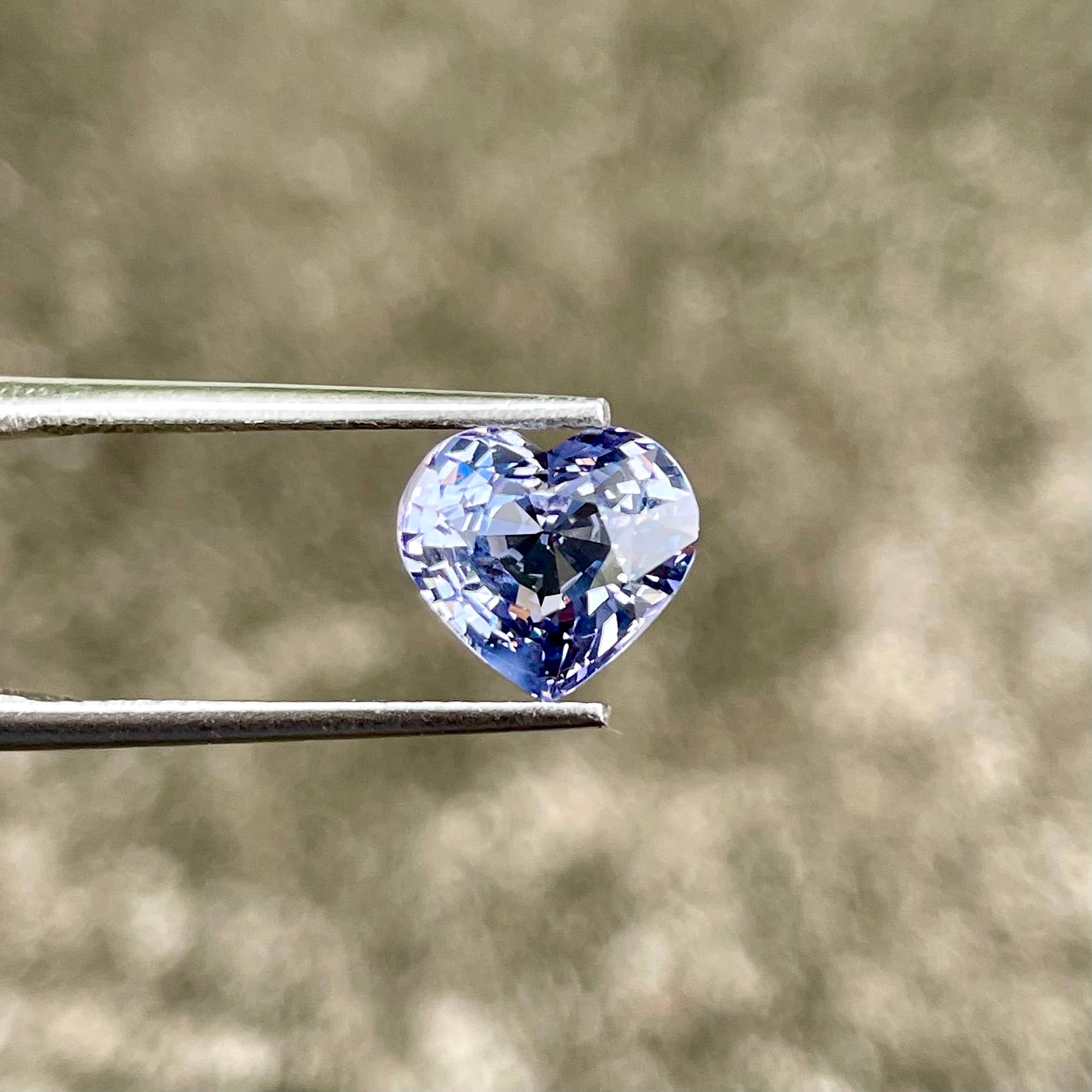 3.10 carats Lavender Spinel Stone Heart Cut Natural Tanzanian Gemstone — view 5
