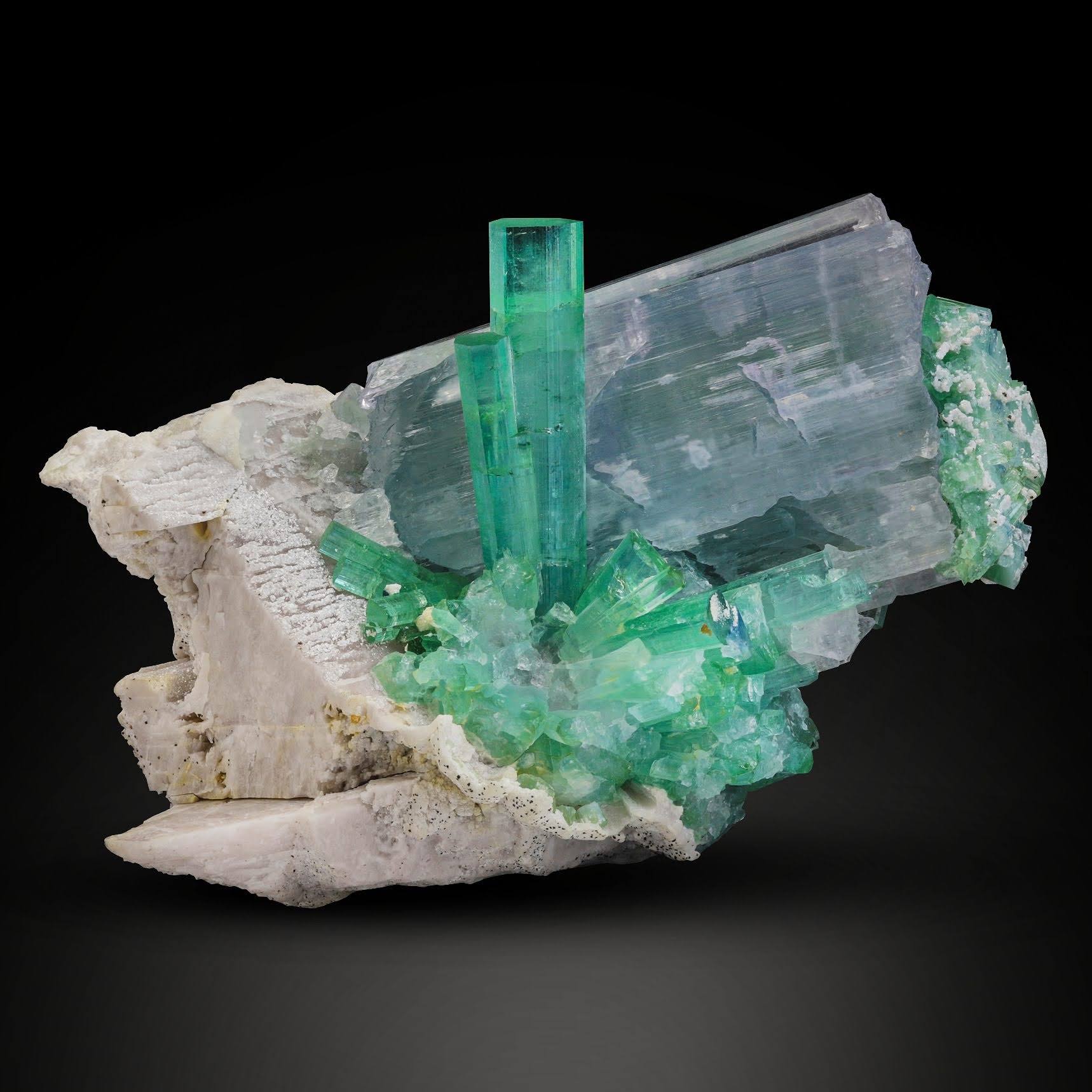 316 grams colorful combination of Tourmaline on Kunzite crystals From Afghanistan